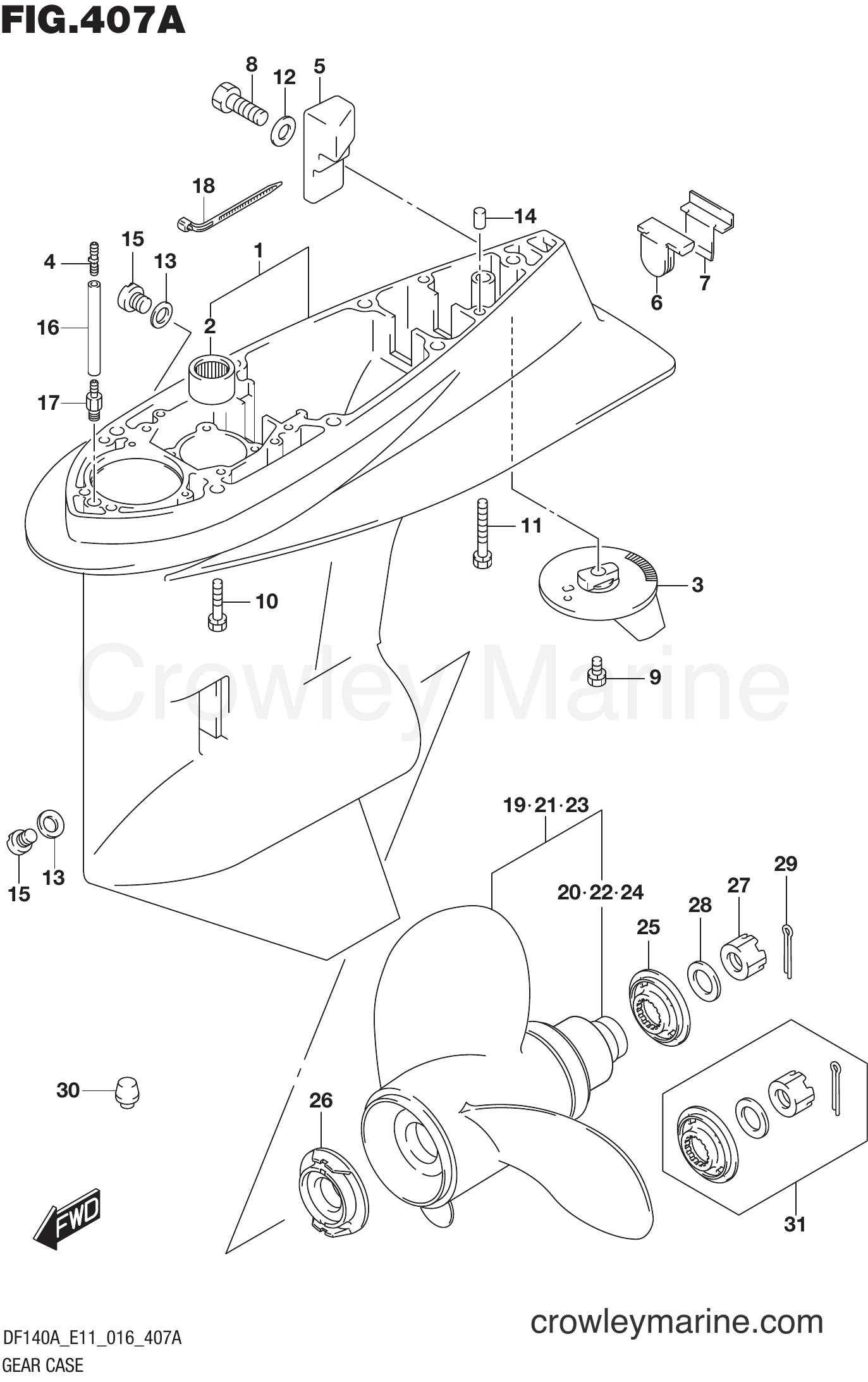 Suzuki Marine DF140AT 610001~ - GEAR CASE (DF100AT E11)