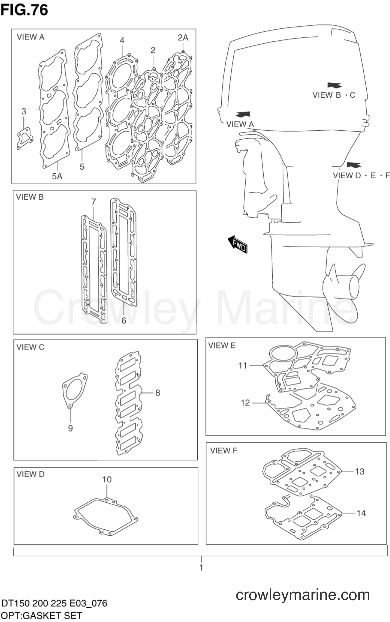 Suzuki Marine DT225G - OPTIONAL : GASKET SET (DT225)
