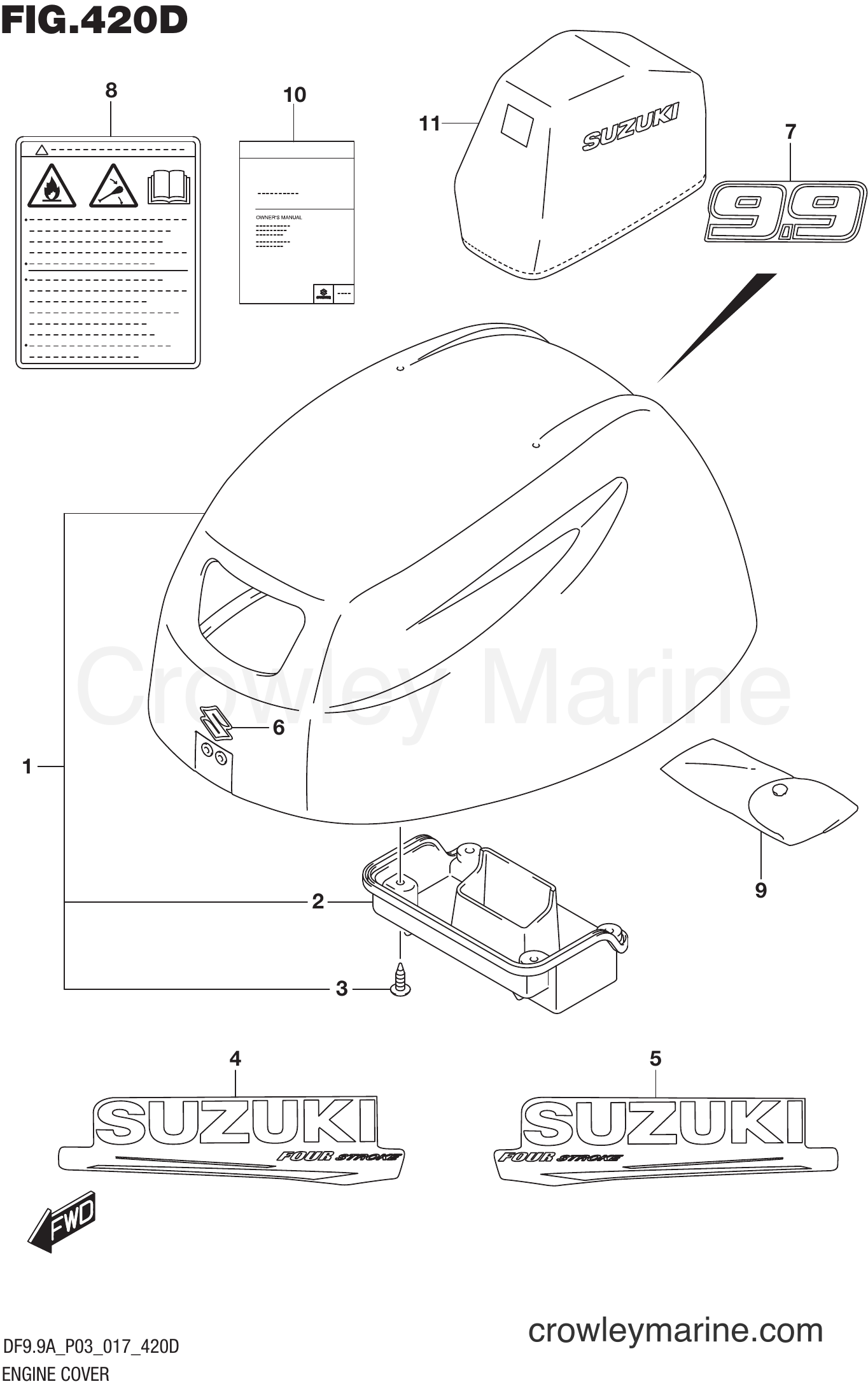 Suzuki Marine DF9.9A 710001~ - ENGINE COVER (DF9.9AR P03)