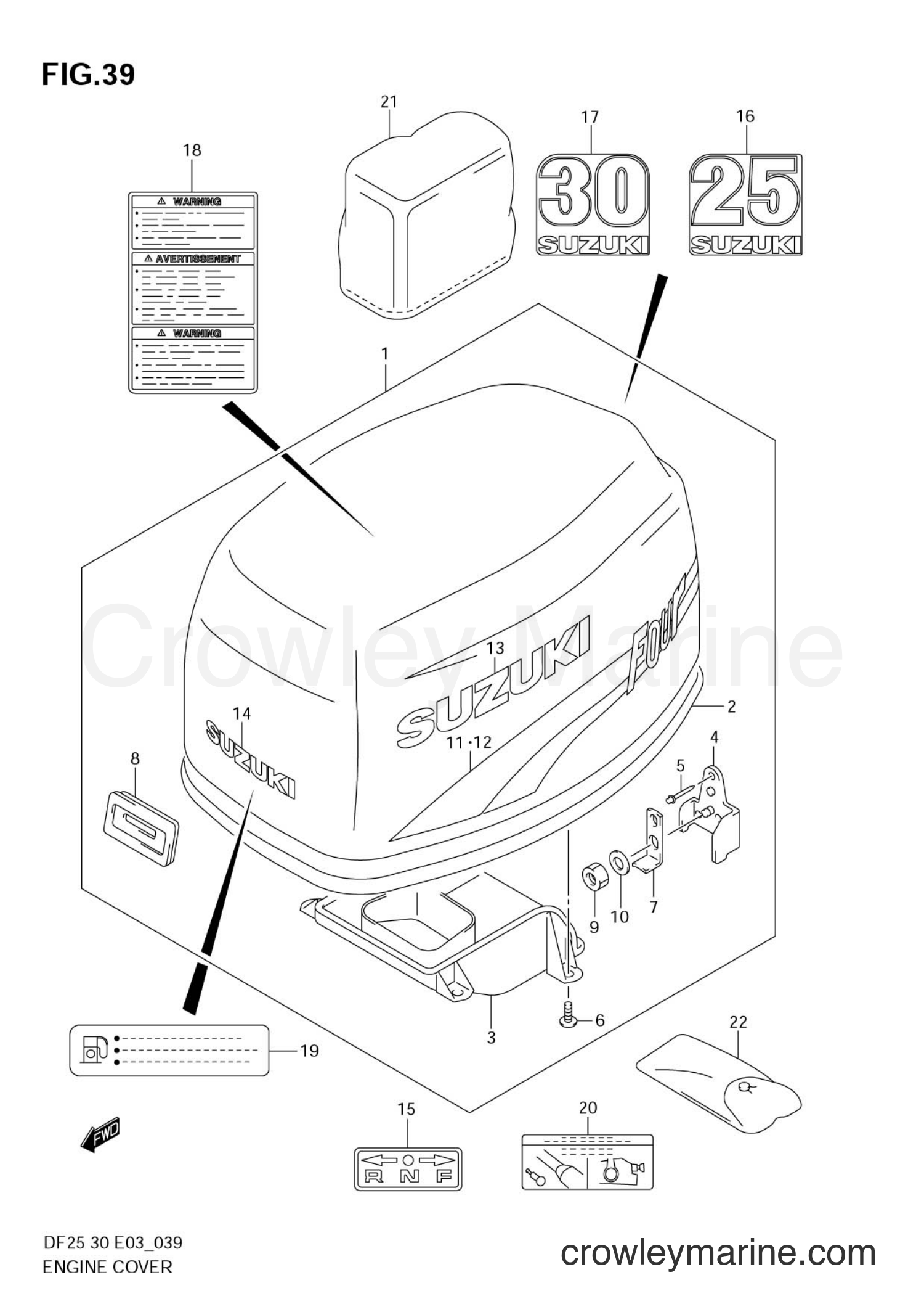Suzuki Marine DF25 - ENGINE COVER (MODEL:00~02)