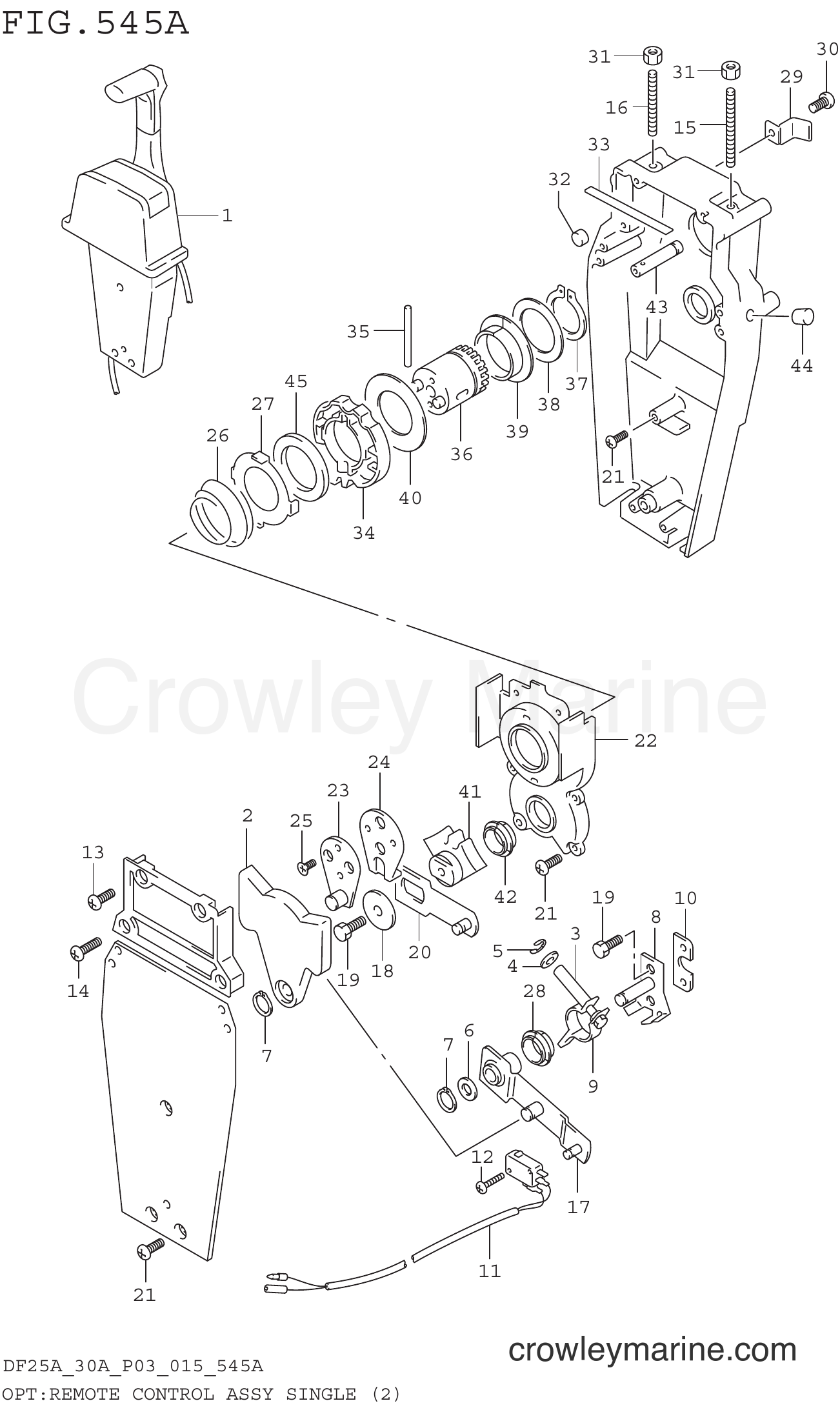 Suzuki Marine DF30ATH 510001~ - OPT:REMOTE CONTROL ASSY SINGLE (2) (DF25AR P03)
