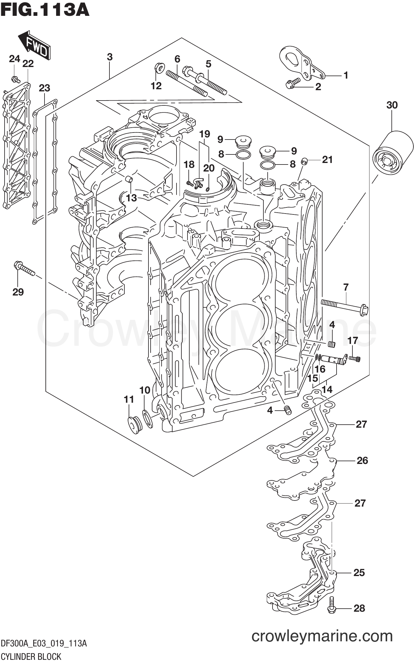 Suzuki Marine DF250AP 910001~ - CYLINDER BLOCK