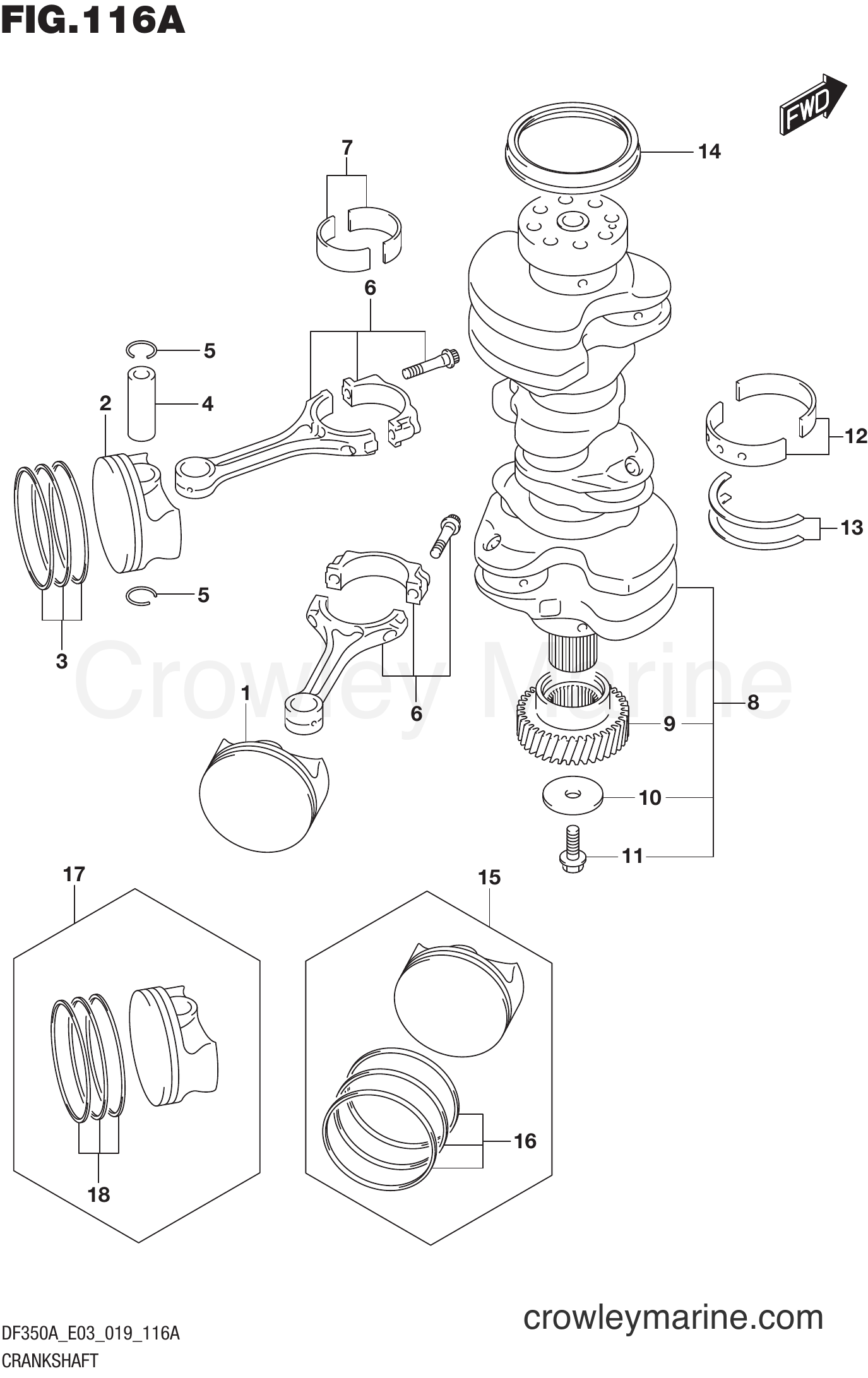 Suzuki Marine DF350A 910001~ - CRANKSHAFT