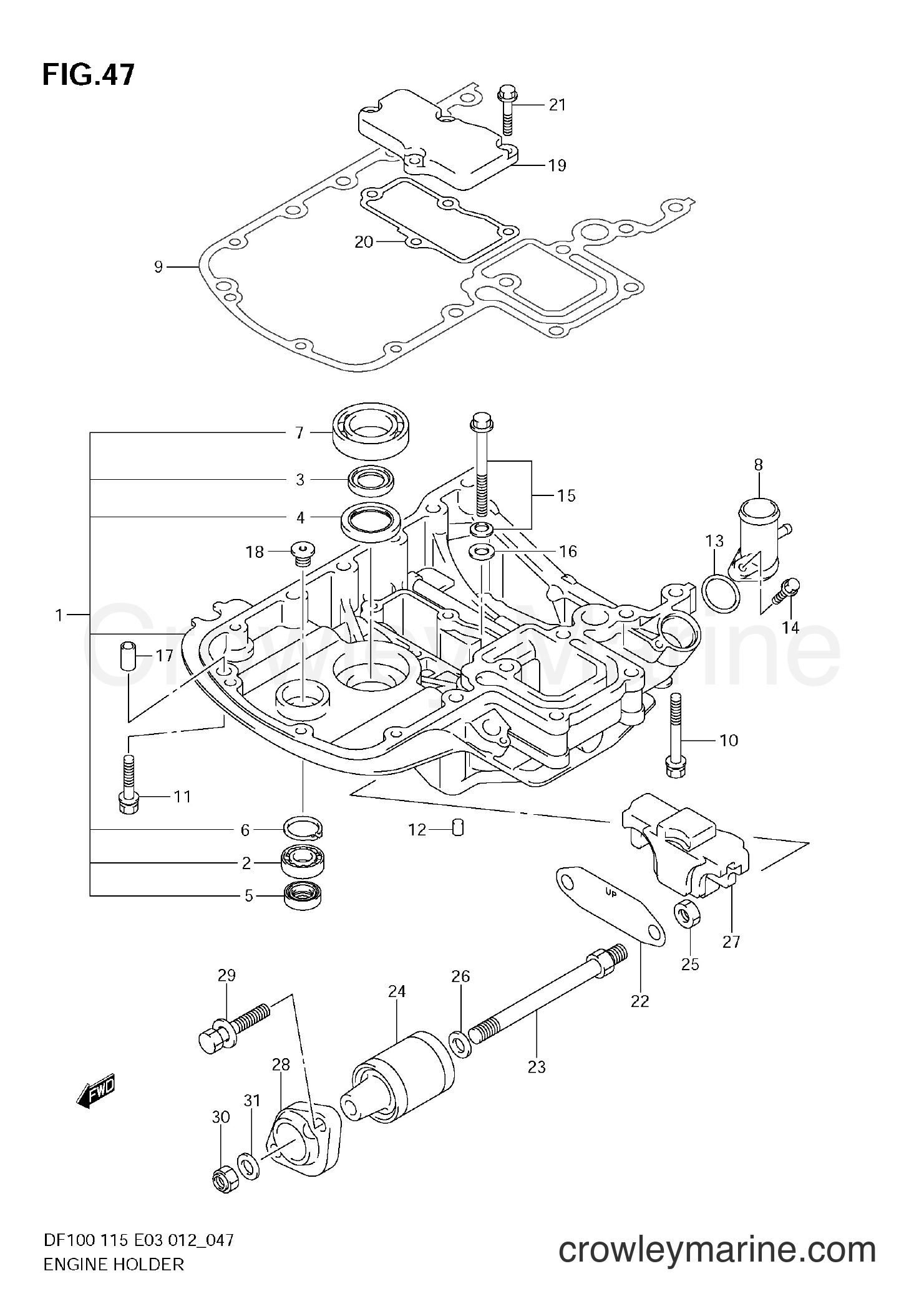 Suzuki Marine DF100 11502F-210001~ - ENGINE HOLDER
