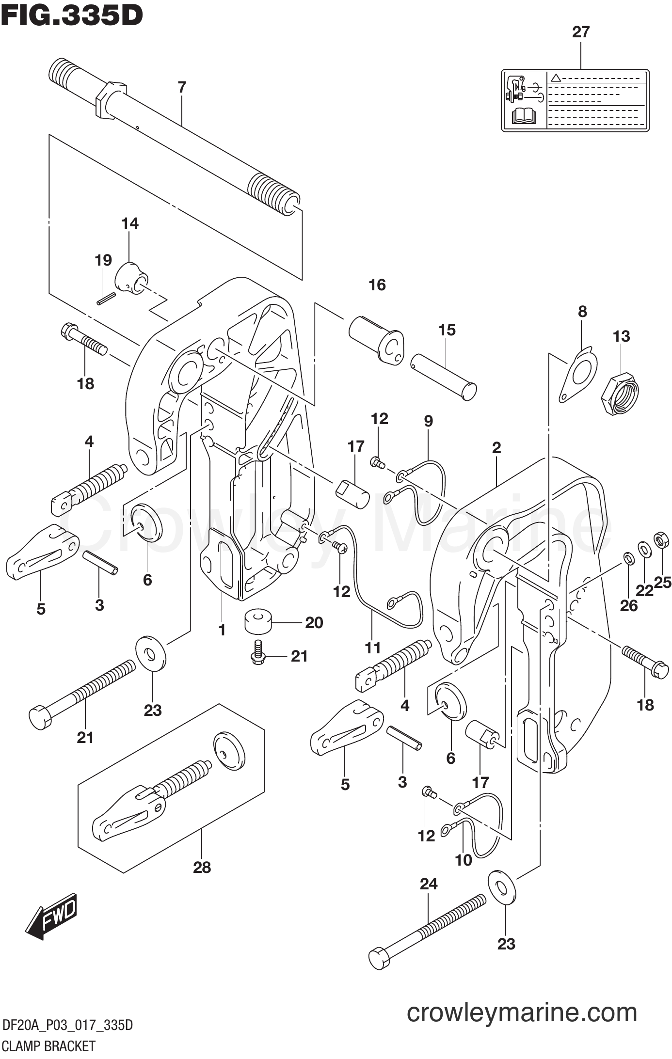 Suzuki Marine DF20AT 710001~ - CLAMP BRACKET (DF9.9BTH P03)
