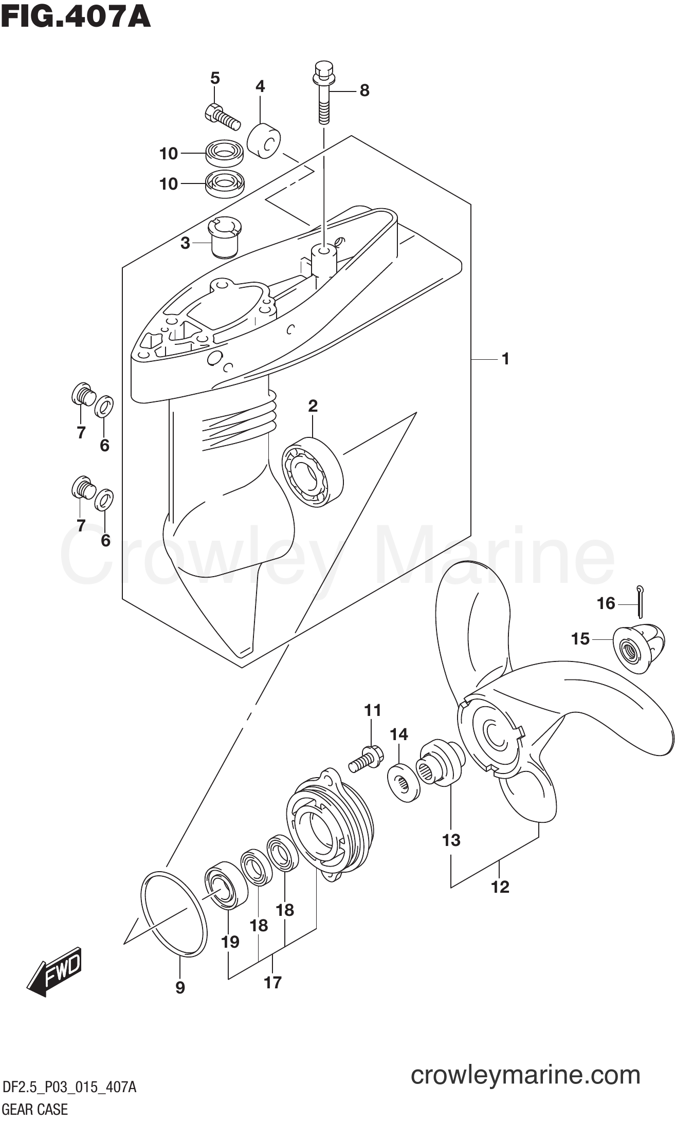 Suzuki Marine DF2.5 00252F-510001~ - GEAR CASE