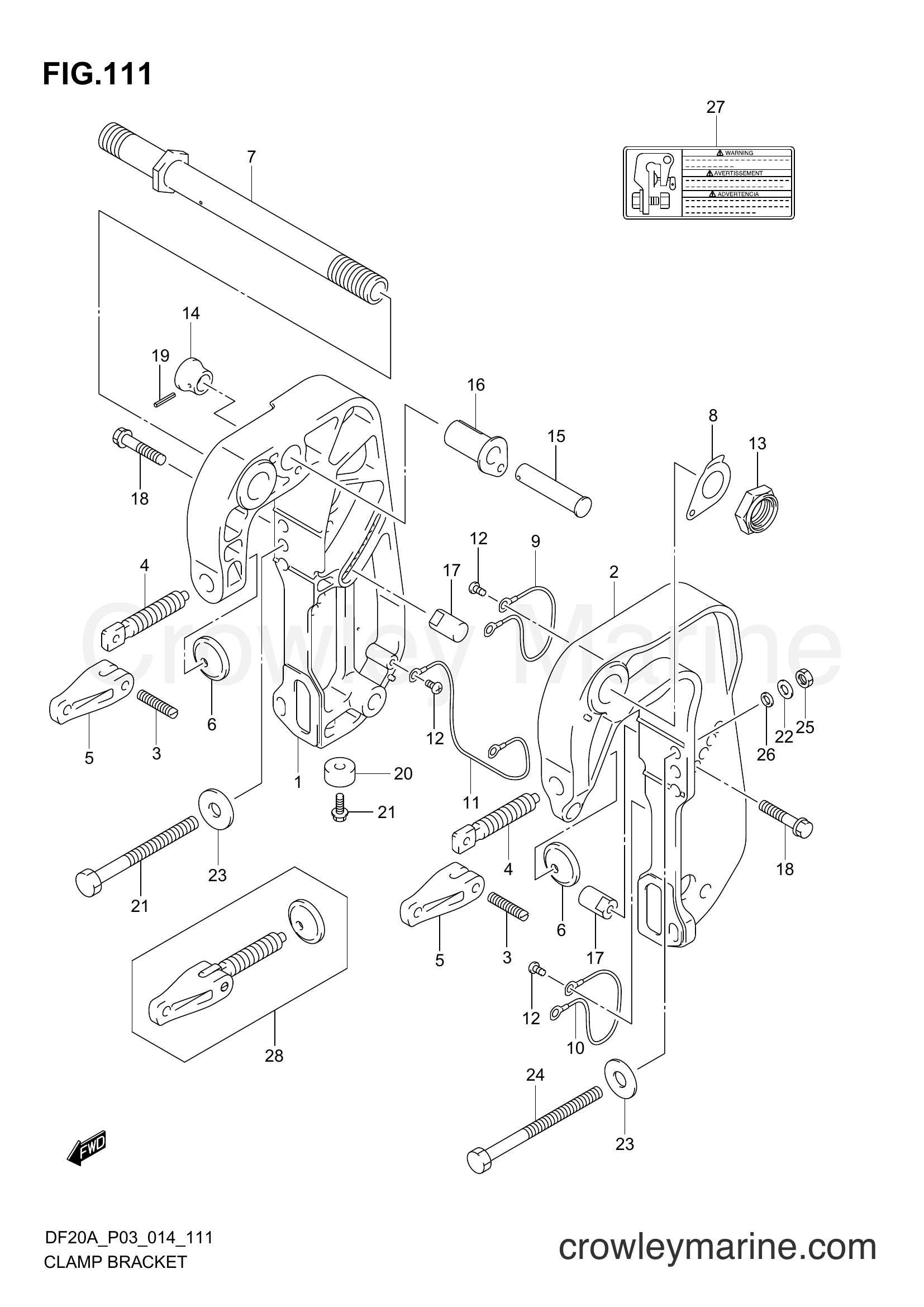Suzuki Marine DF20A 00995F-01504 - CLAMP BRACKET (DF20AT P03)