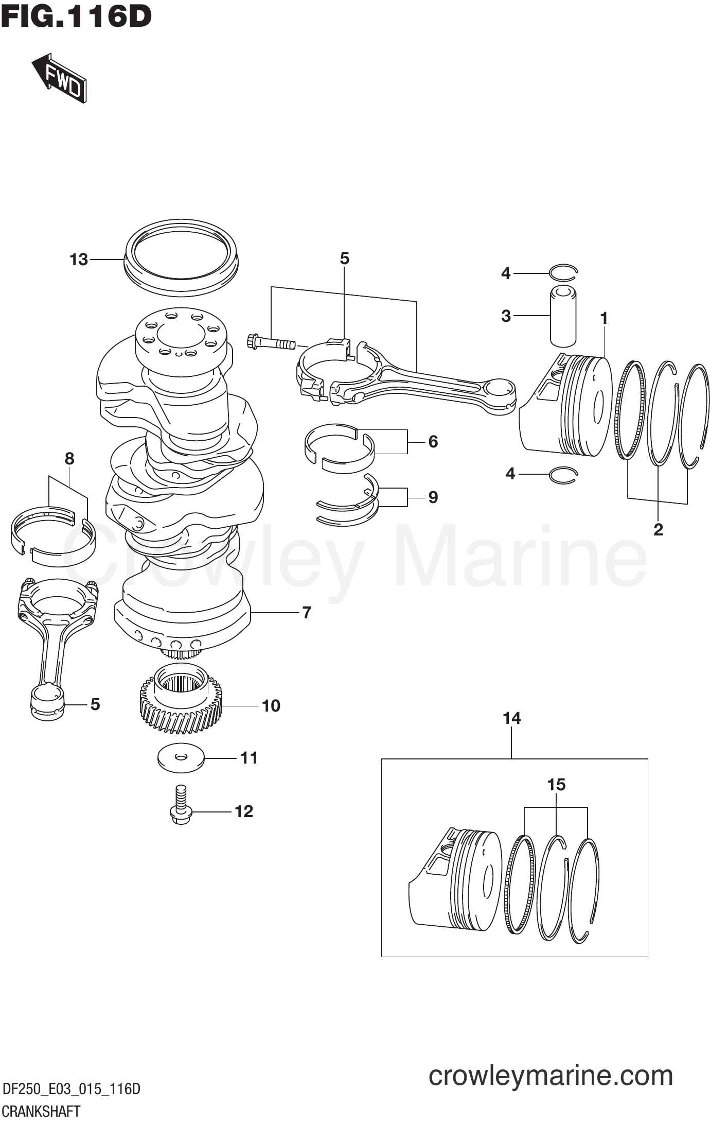 Suzuki Marine DF225 51001~ - CRANKSHAFT (DF225Z E03)
