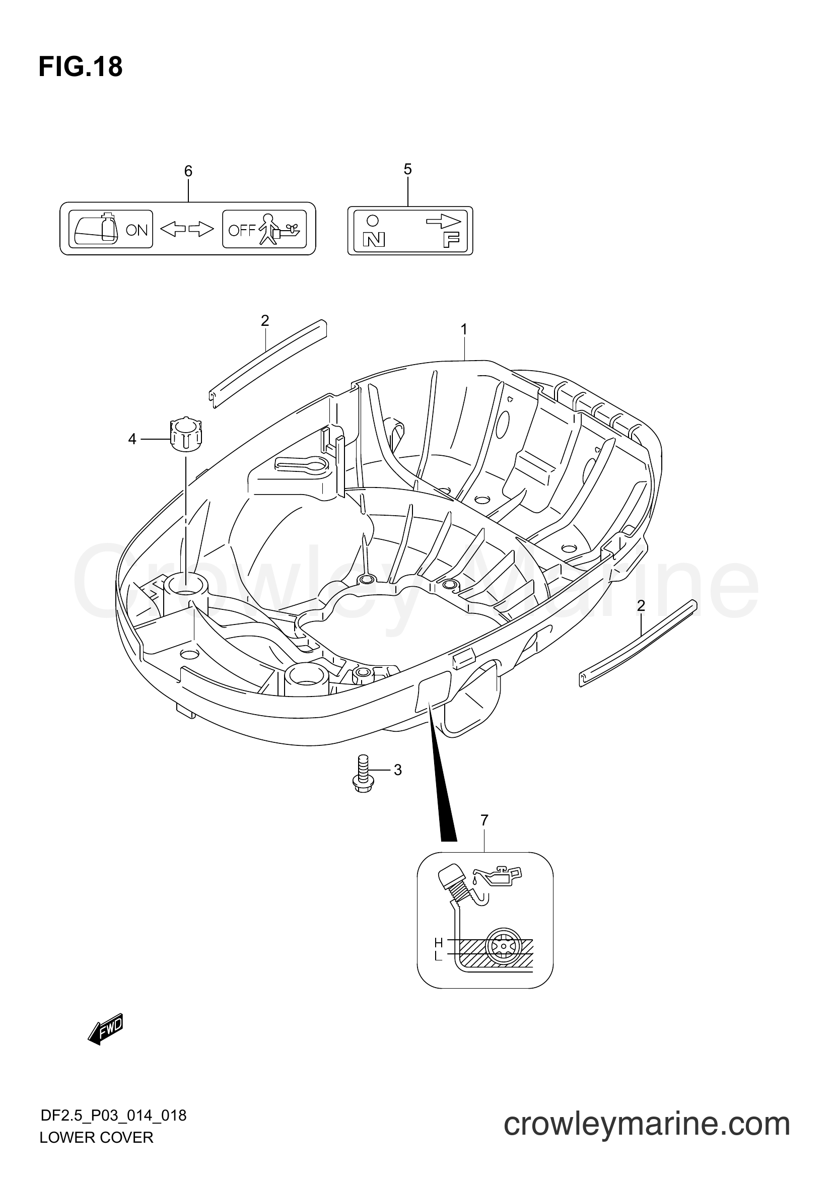 Suzuki Marine DF2.5 00252F-410001~ - LOWER COVER