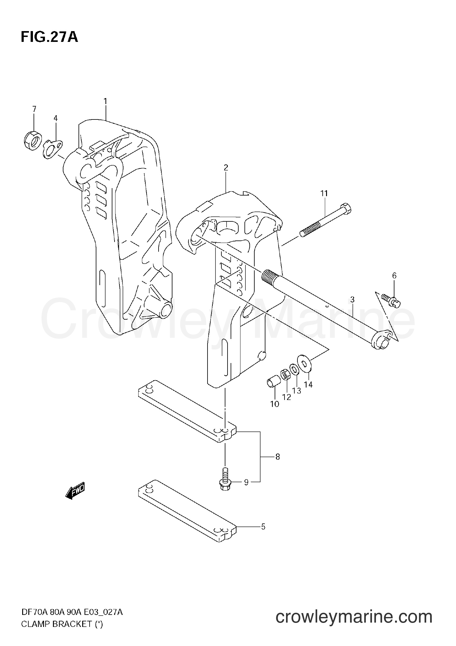 Suzuki Marine DF70A - CLAMP BRACKET (SEE NOTE)