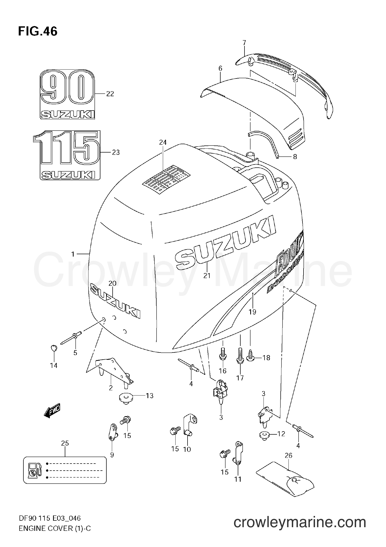 2002 Four-Stroke Outboard 115 - DF115 - ENGINE COVER (MODEL:01,02)