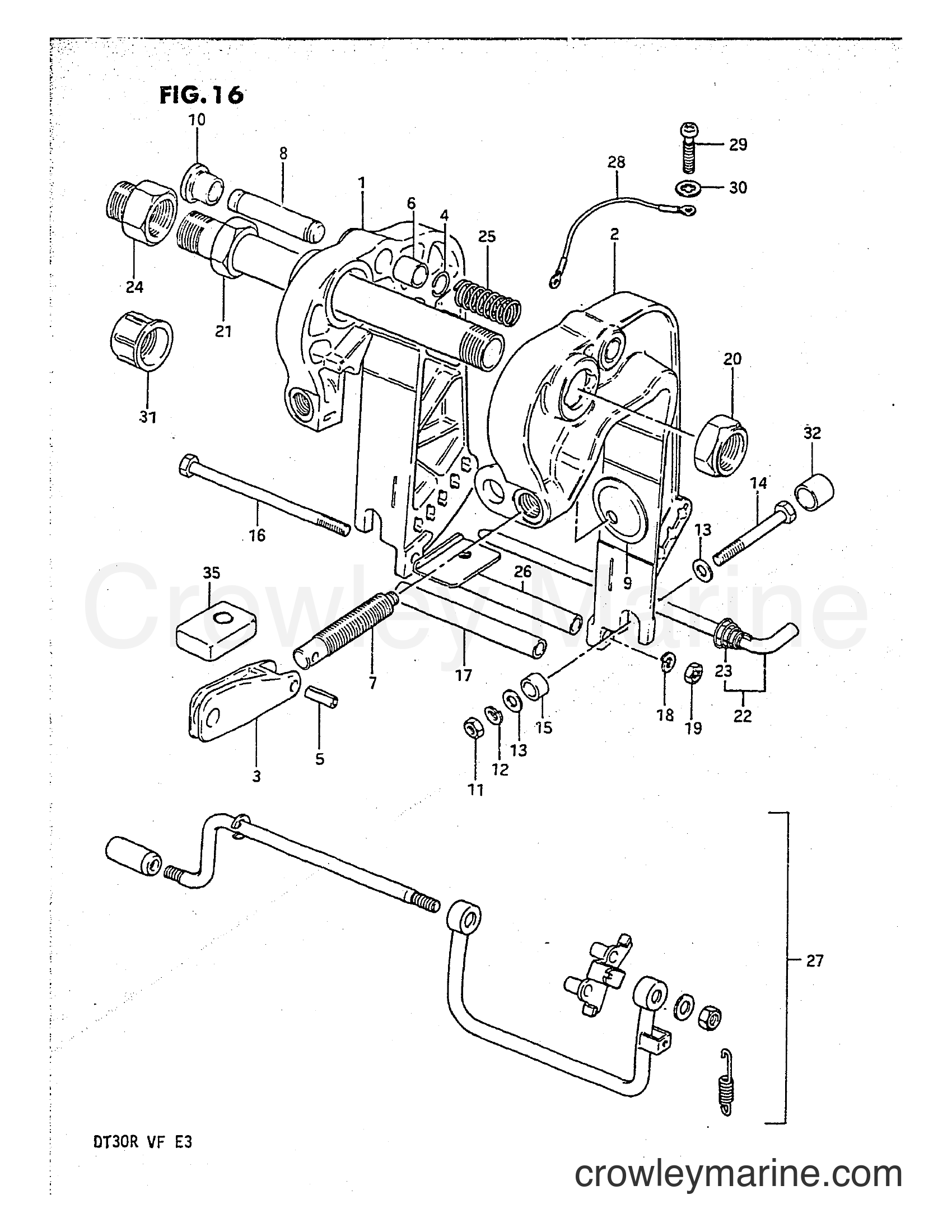 CLAMP BRACKET 1983 TwoStroke Outboard 30 DT30 Crowley Marine