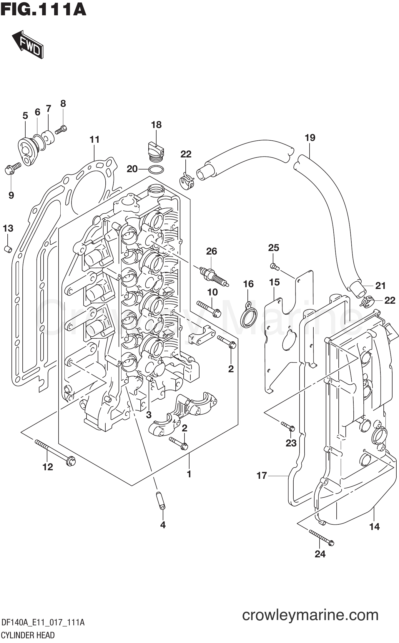 Suzuki Marine DF140AZ 710001~ - CYLINDER HEAD