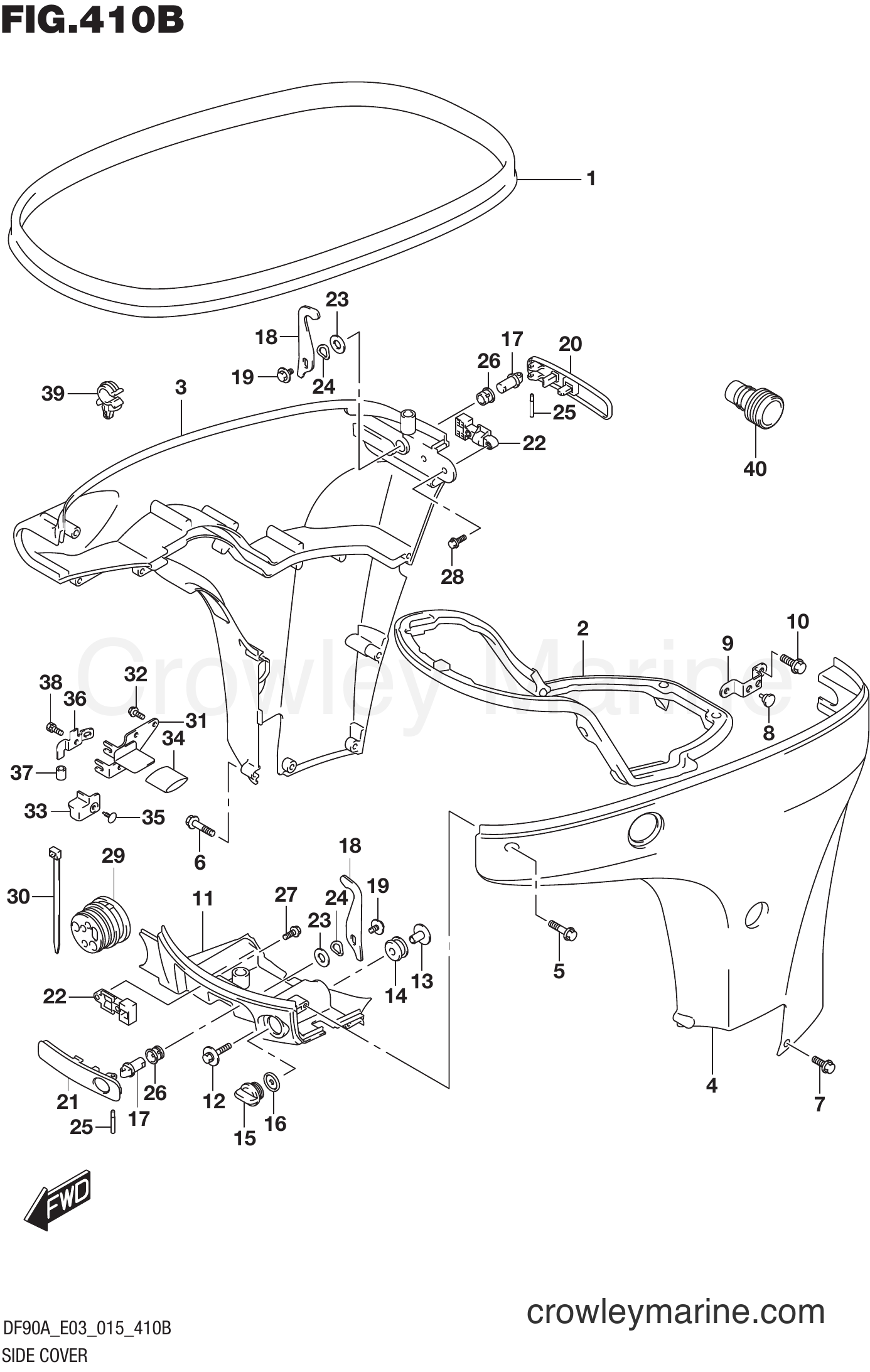 Suzuki Marine DF90AT 510001 - SIDE COVER (DF80A E03)