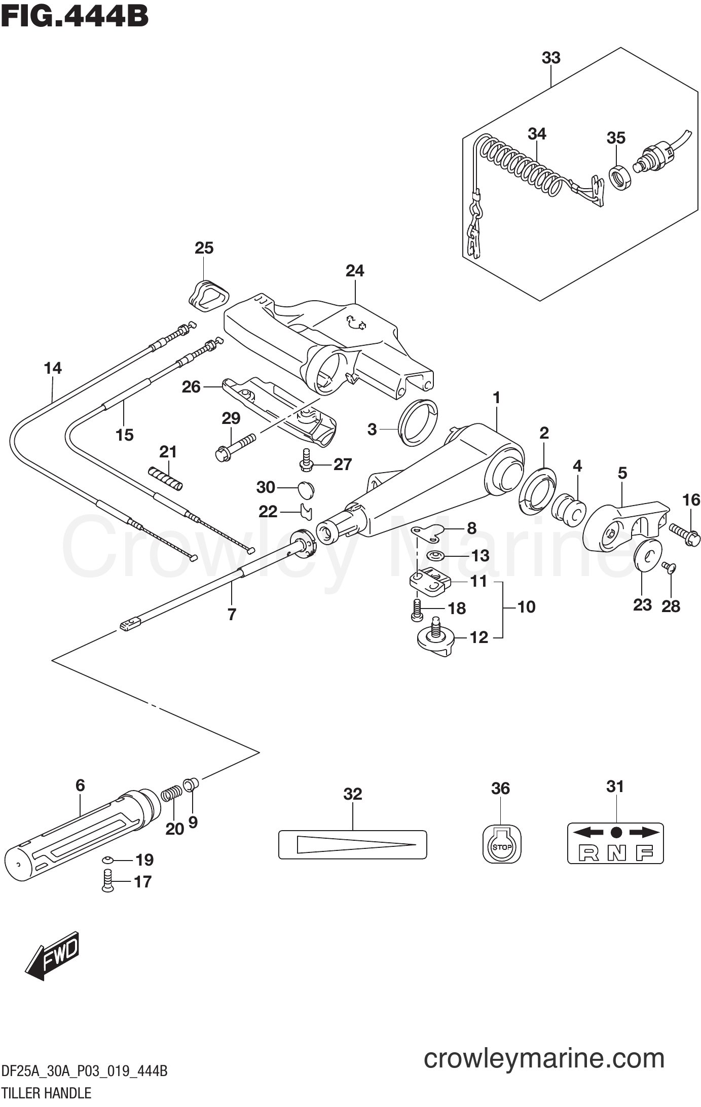Suzuki Marine DF25A 910001~ - TILLER HANDLE (DF25ATH)(DF30ATH)