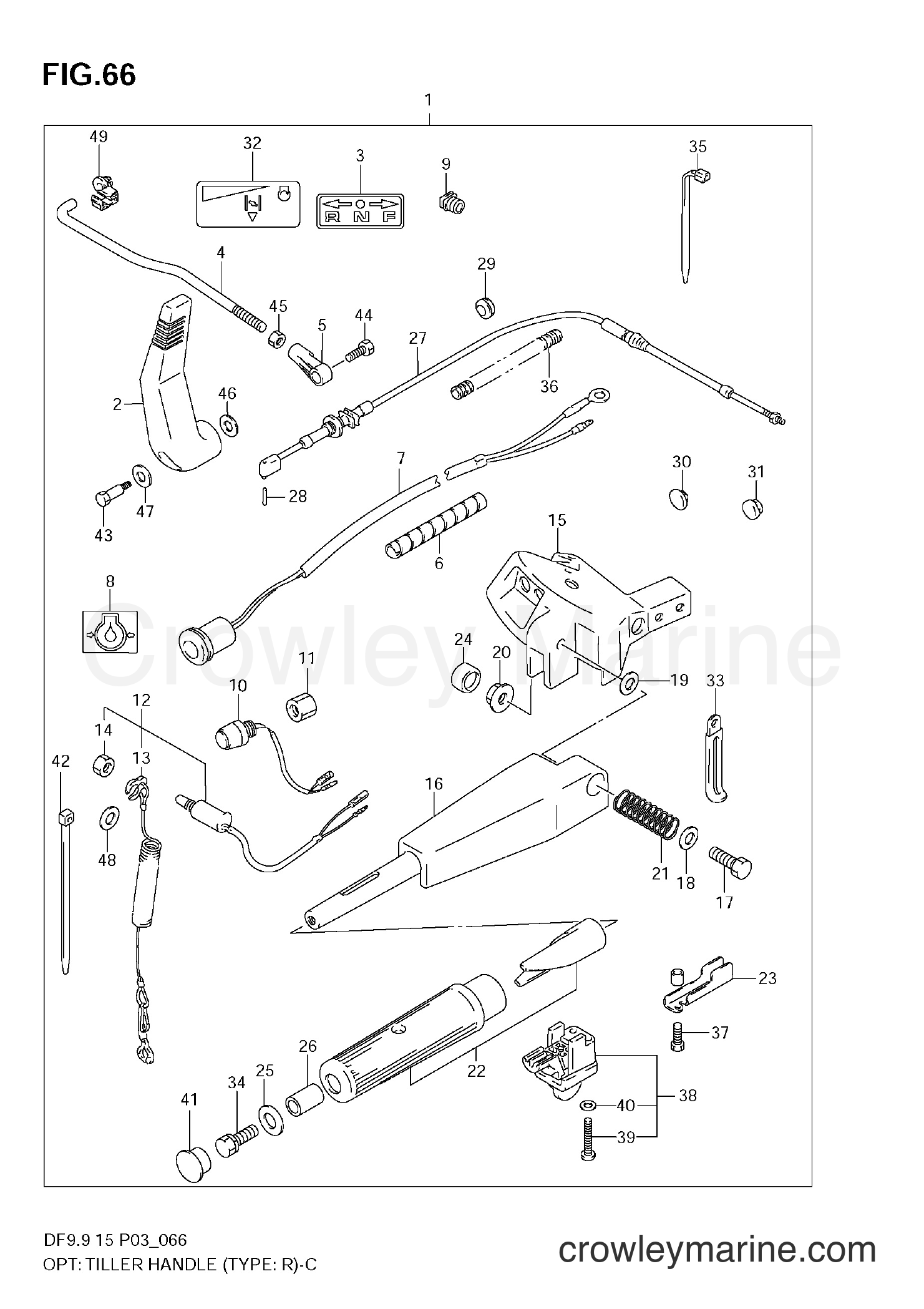 Suzuki Marine DF9.9 - OPT:TILLER HANDLE (TYPE:R)