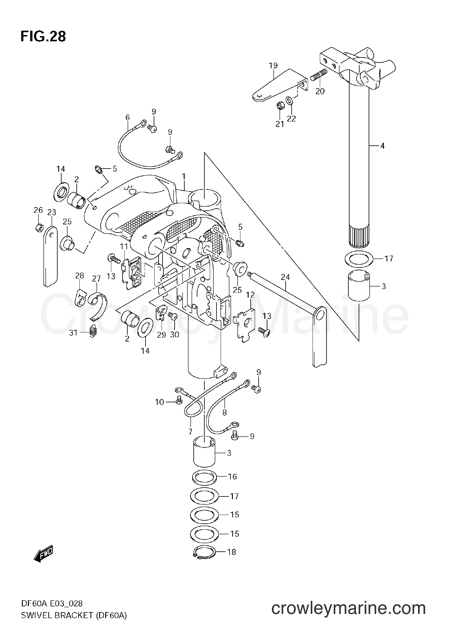 Suzuki Marine DF50A - SWIVEL BRACKET (DF60A)