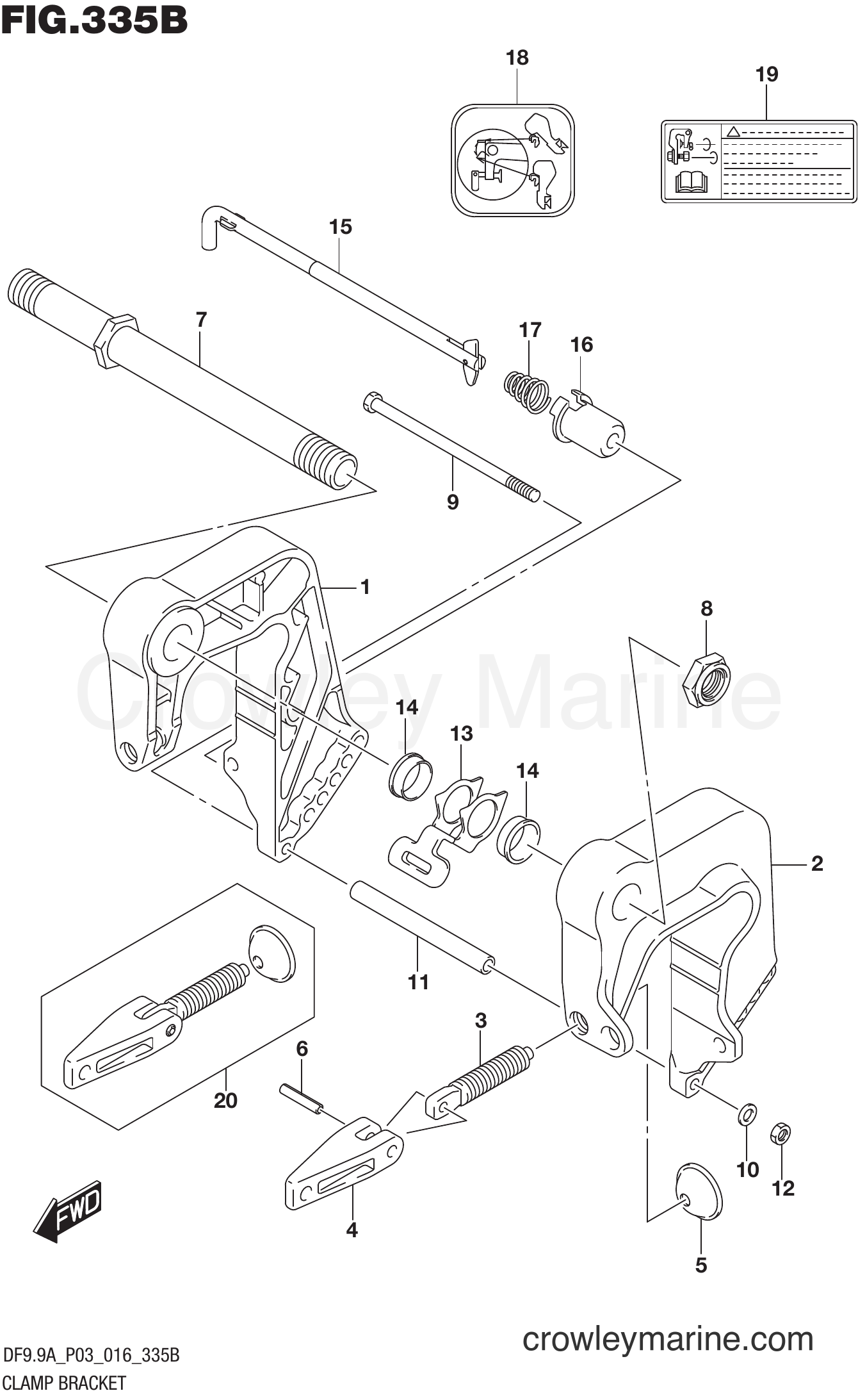Suzuki Marine DF9.9AR 610001~ - CLAMP BRACKET (DF8AR P03)