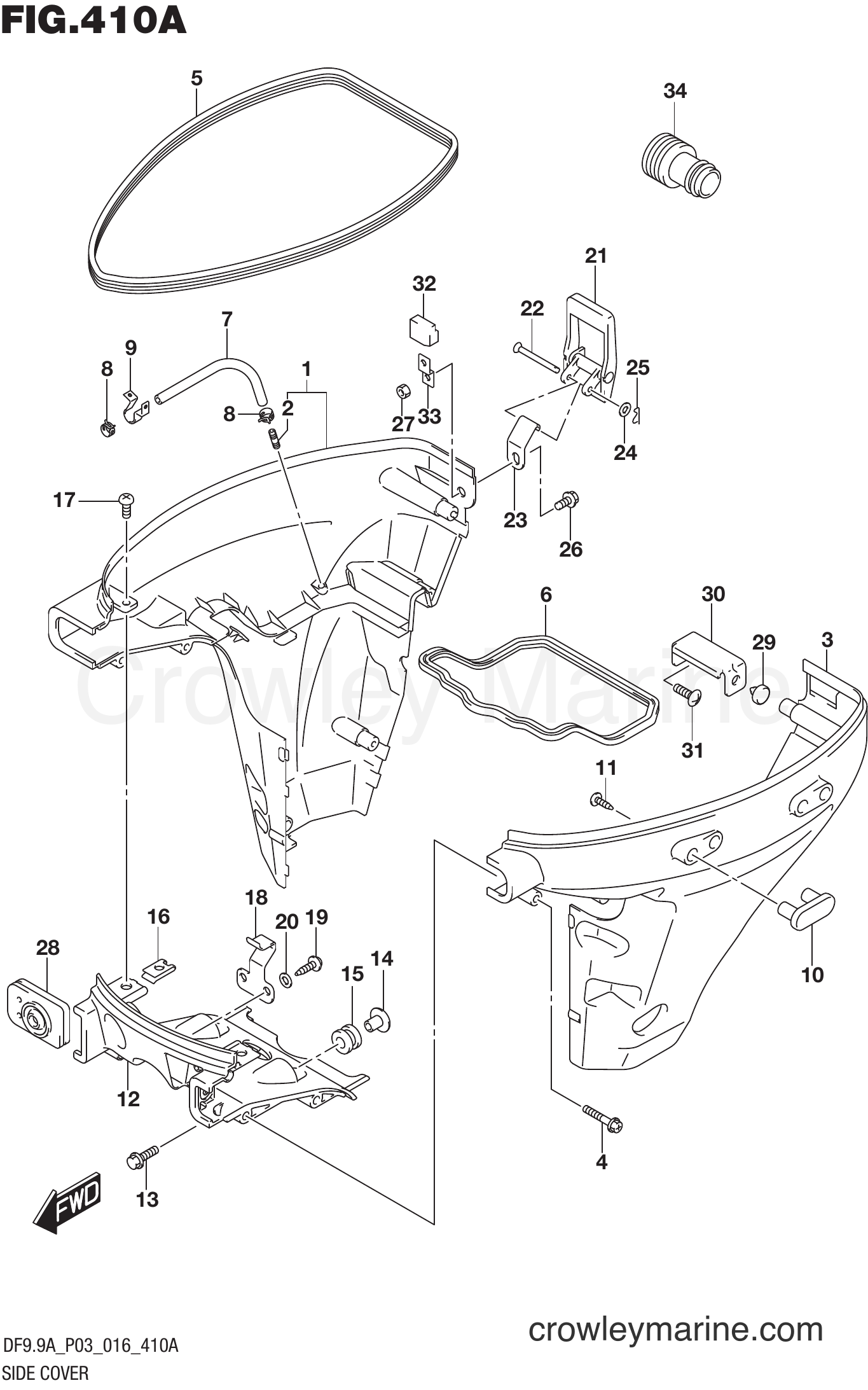 Suzuki Marine DF8A 610001~ - SIDE COVER (DF8A P03)