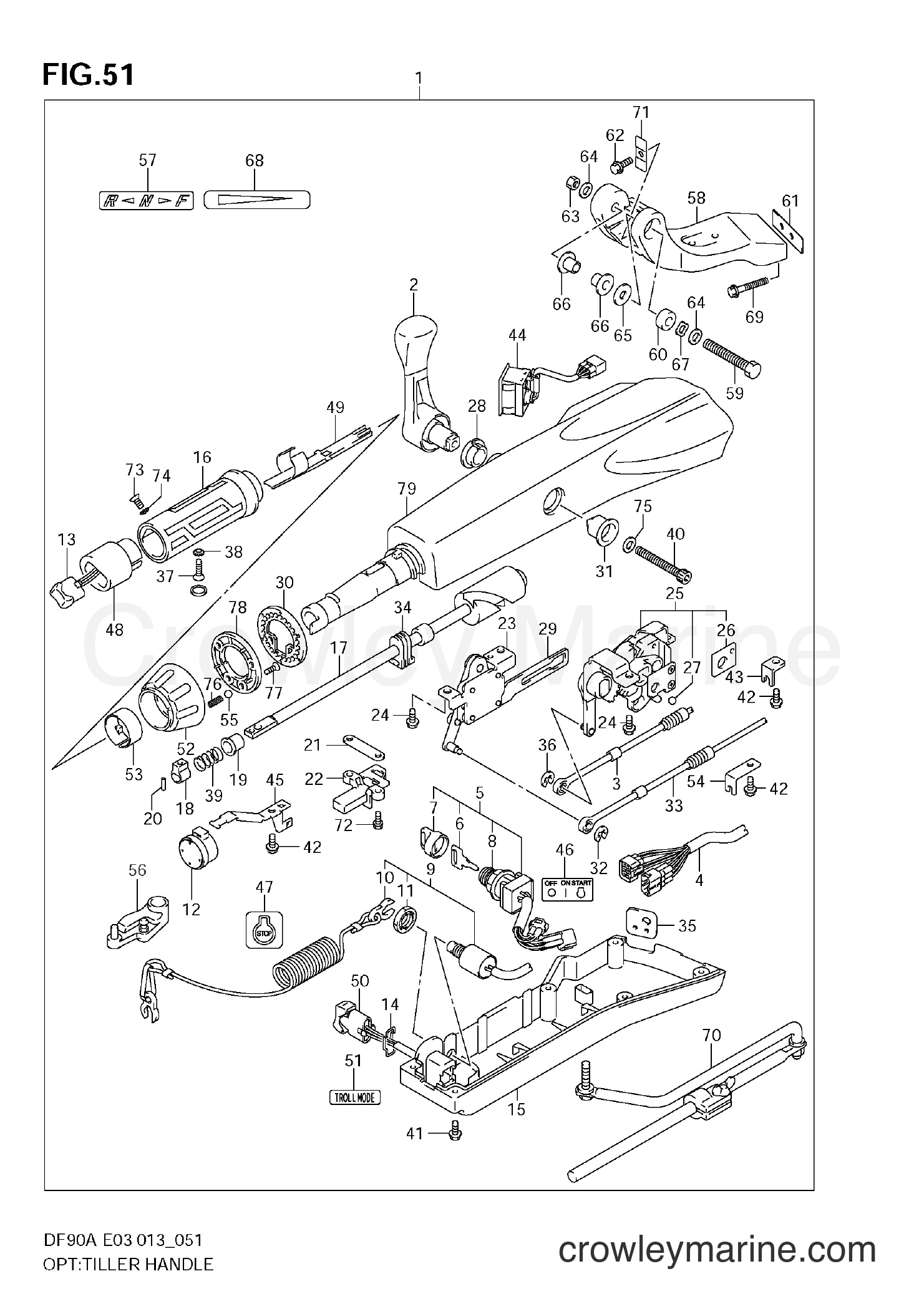 Suzuki Marine DF80A 08002F-310001~ - OPT:TILLER HANDLE