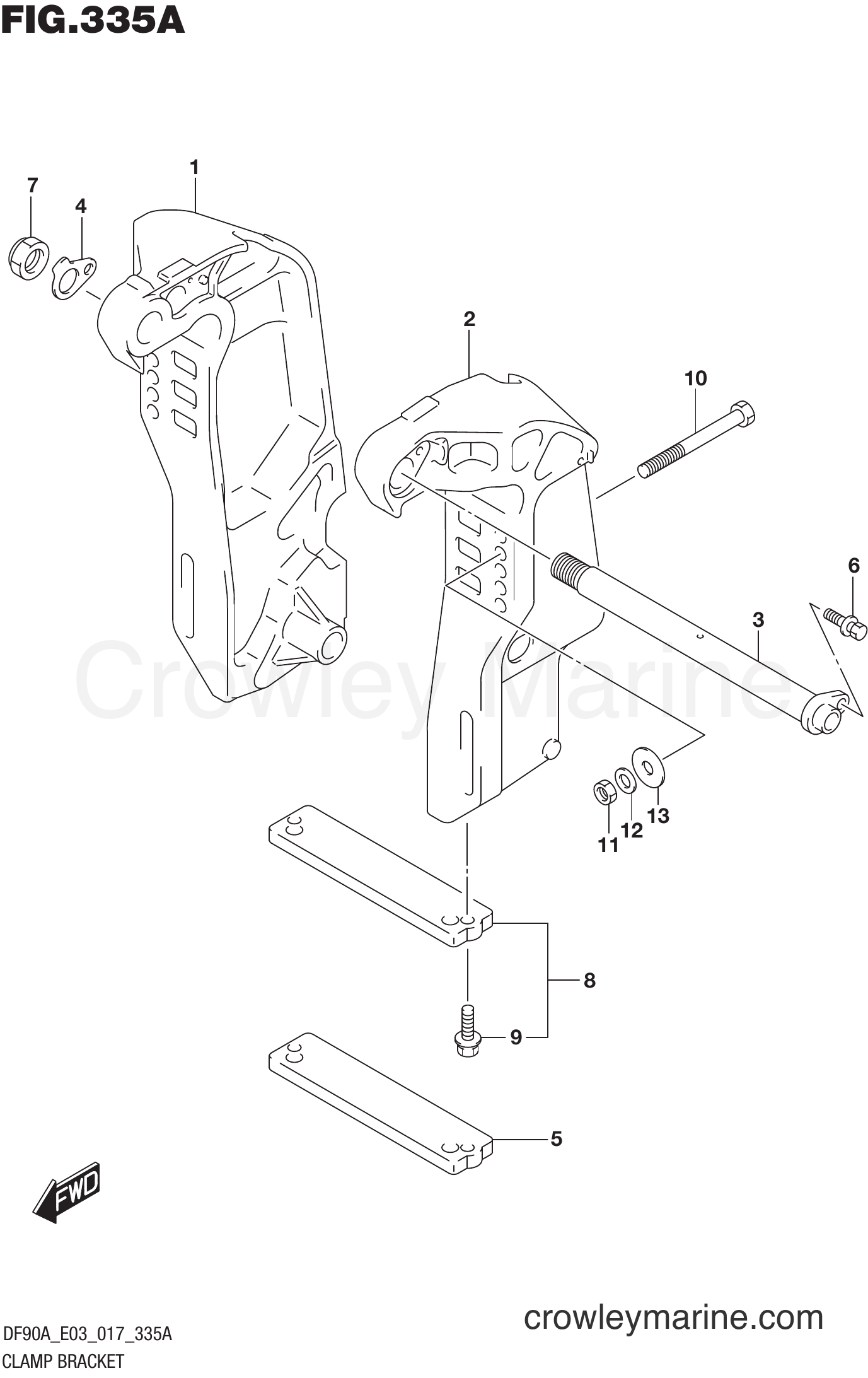Suzuki Marine DF90A 710001~ - CLAMP BRACKET (DF70A E03)