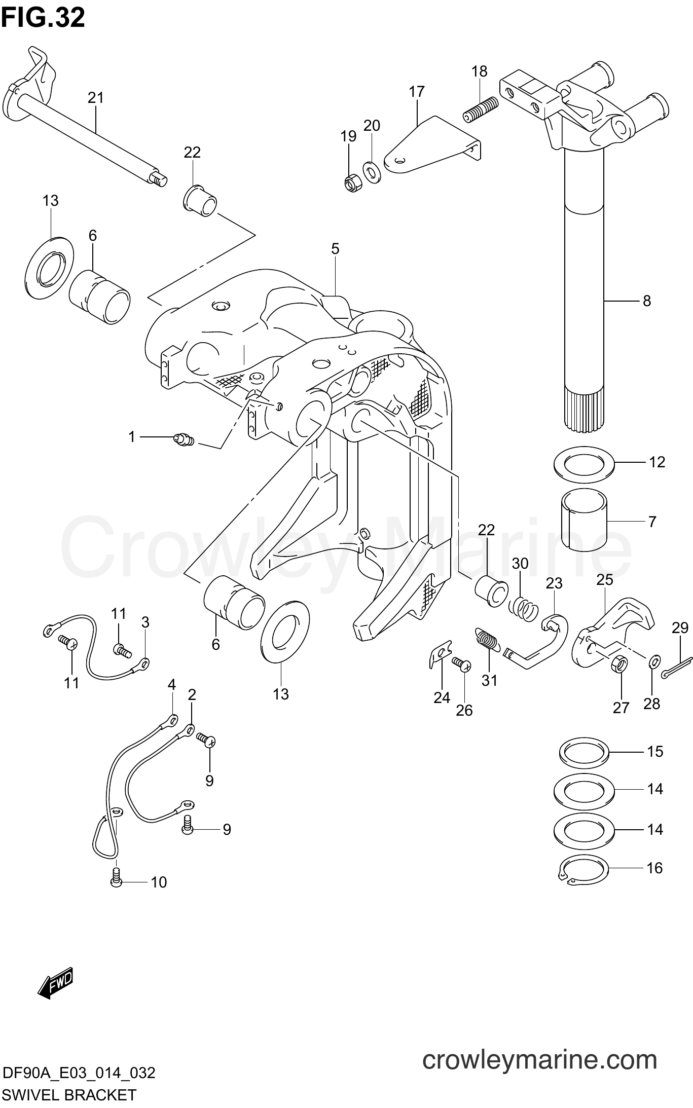 Suzuki Marine DF80A 410001~ - SWIVEL BRACKET
