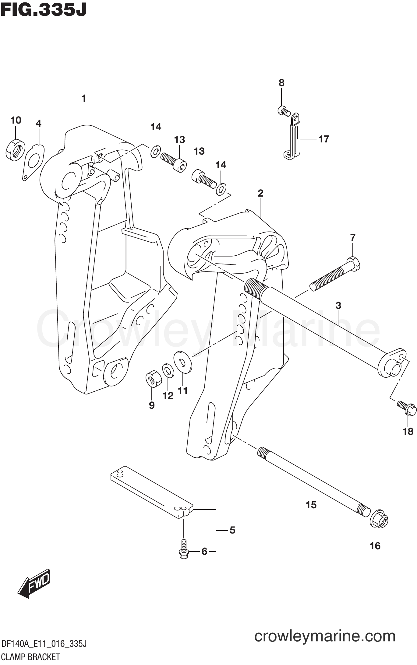 Suzuki Marine DF140AT 610001~ - CLAMP BRACKET (DF140AZ E40)