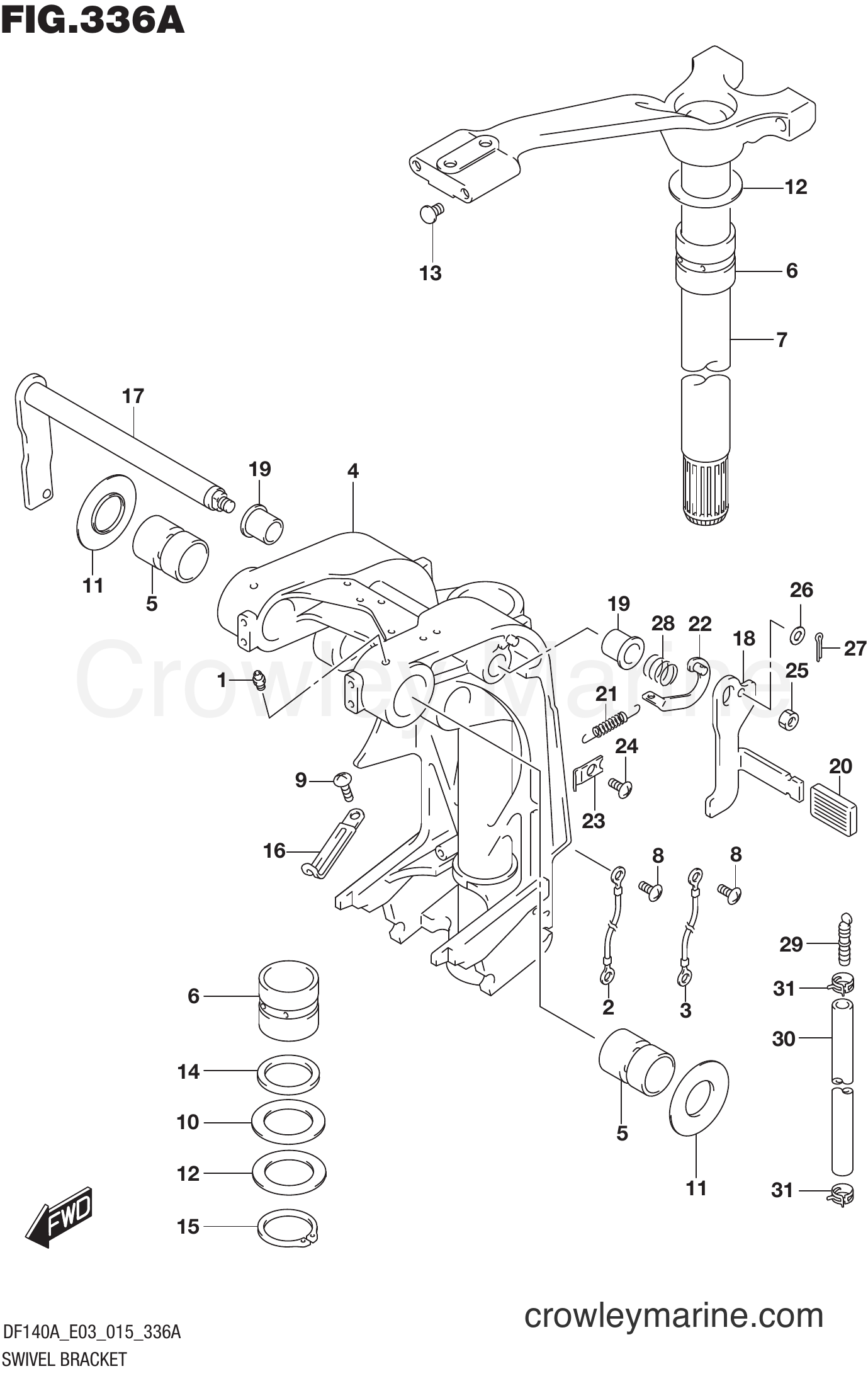 Suzuki Marine DF115A 510001~ - SWIVEL BRACKET (DF100AT E03)