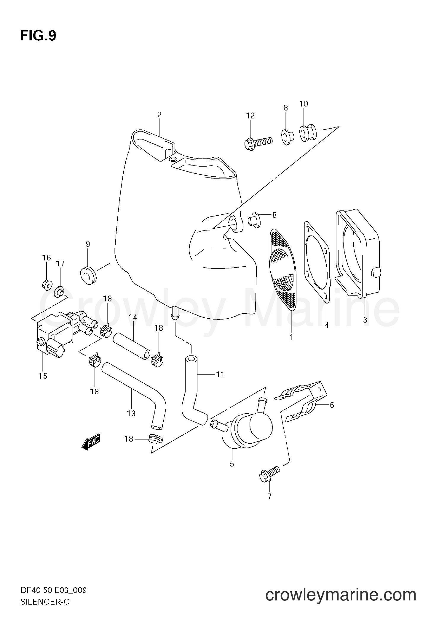 Suzuki Marine DF40 - SILENCER (MODEL:99,00)