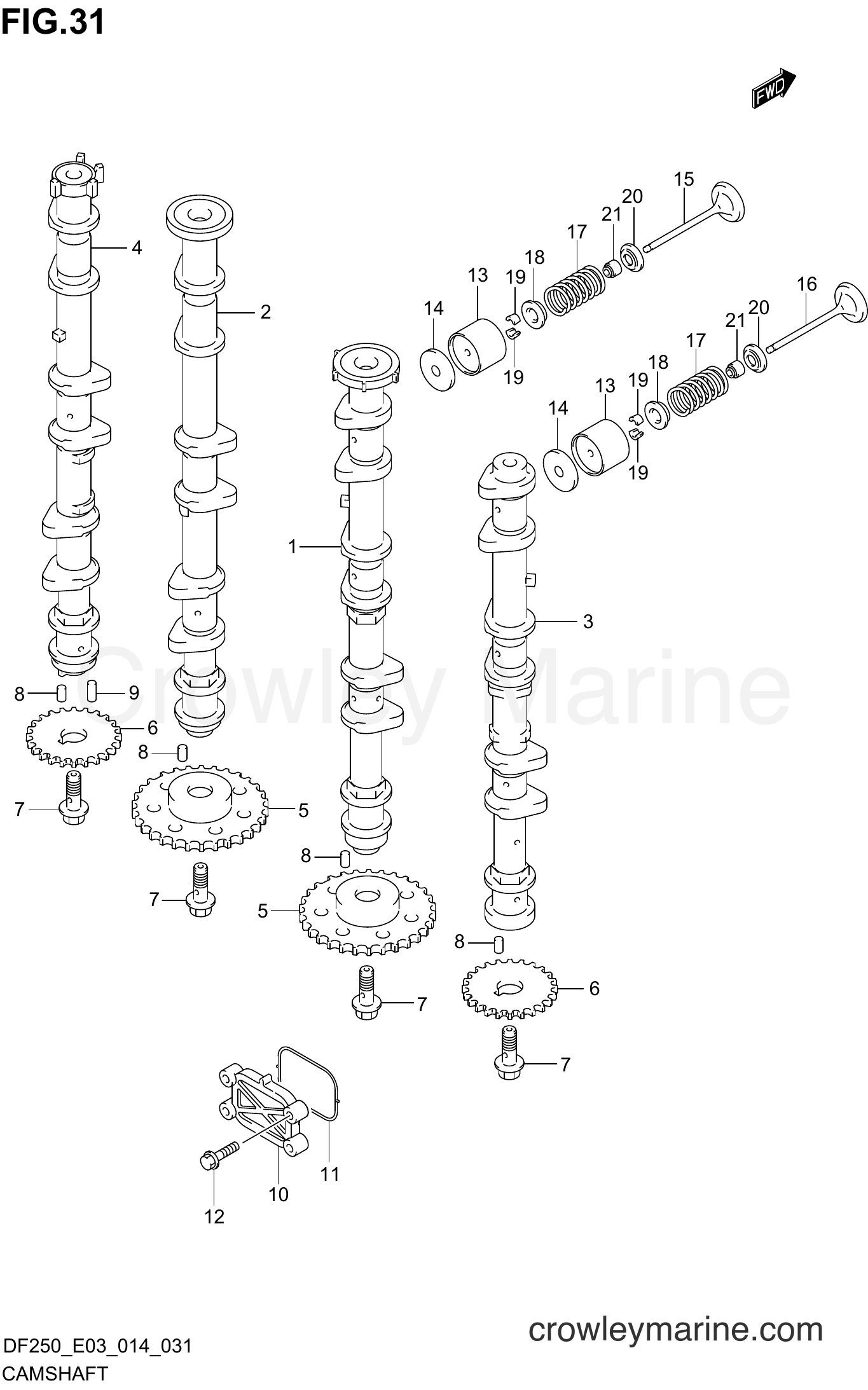 Suzuki Marine DF225 410001~ - CAMSHAFT (DF200Z E03)
