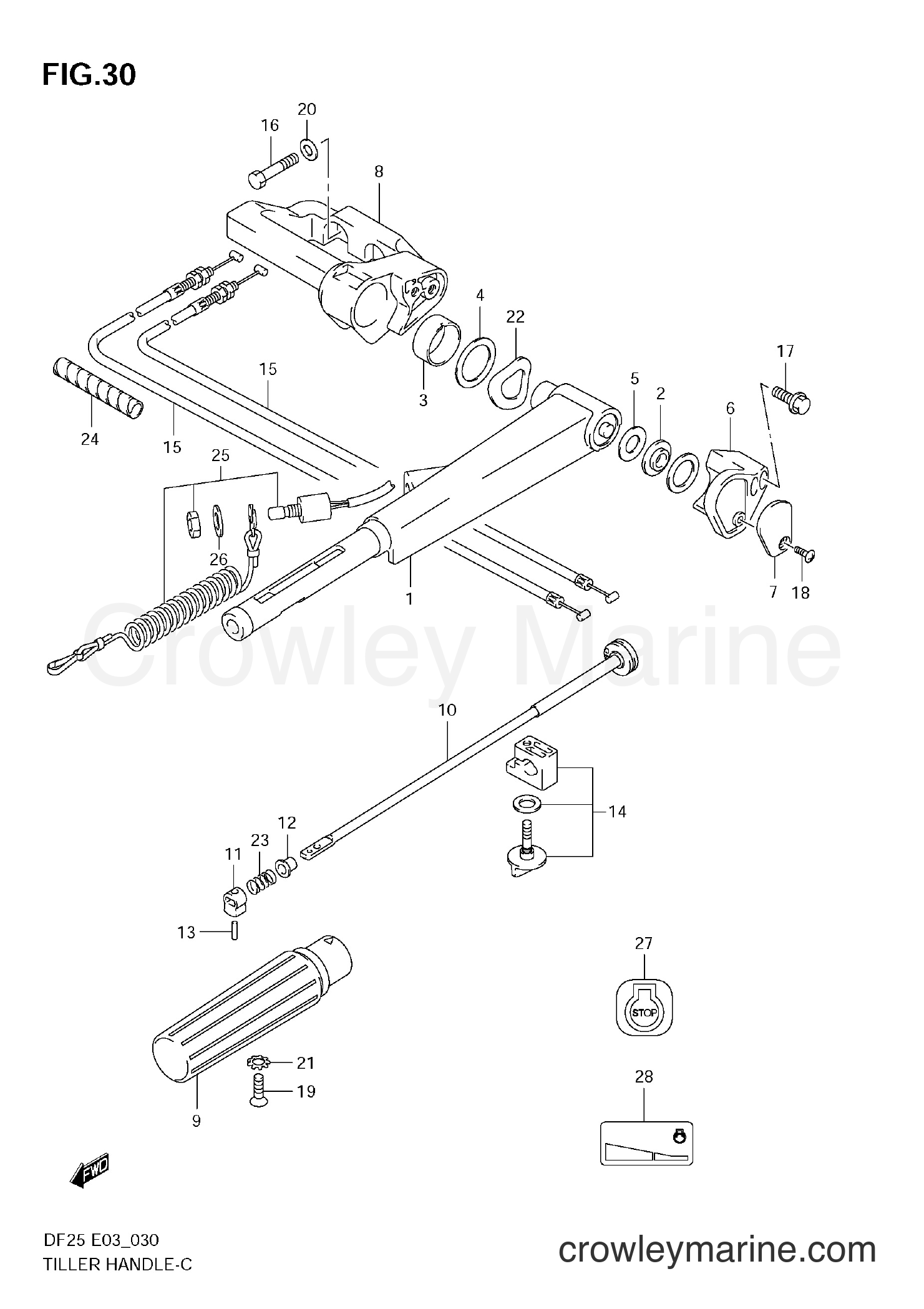 Suzuki Marine DF25 - TILLER HANDLE