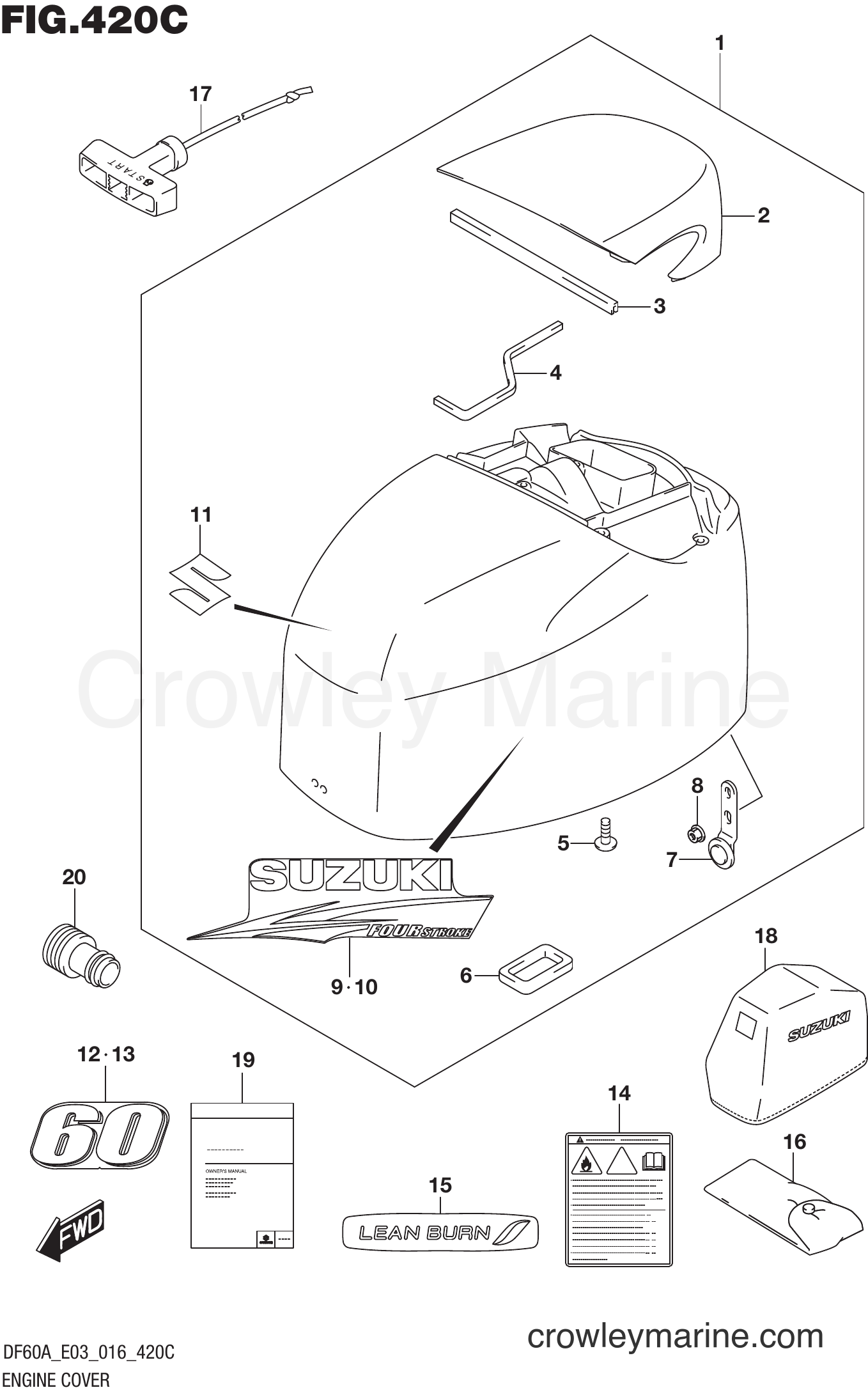 Suzuki Marine DF60AVT 610001~ - ENGINE COVER (DF60A E03)