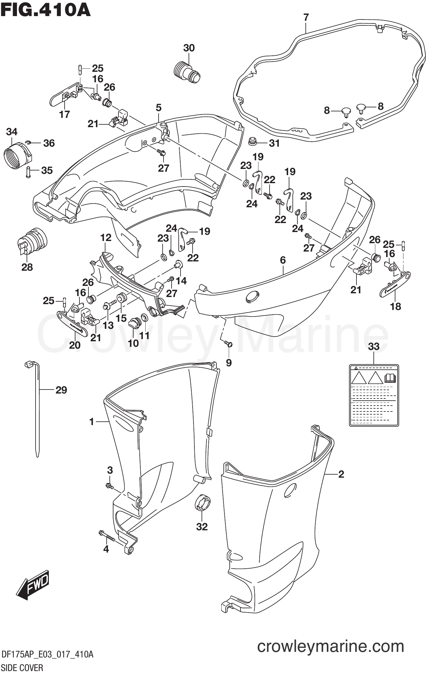 Suzuki Marine DF150AP 710001~ - SIDE COVER (DF150AP E03)
