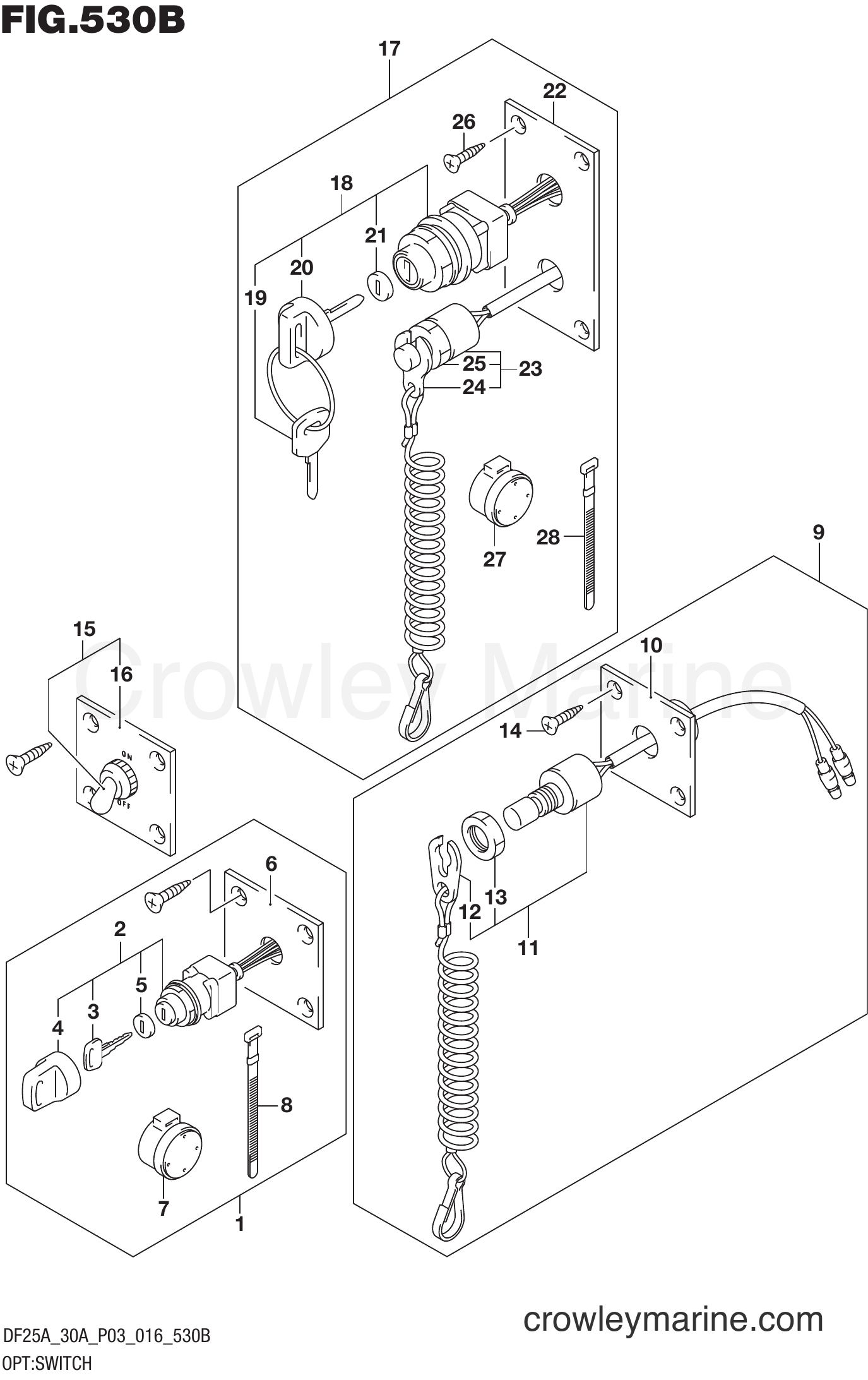 Suzuki Marine DF30A 610001~ - OPT:SWITCH (DF25AT P03)
