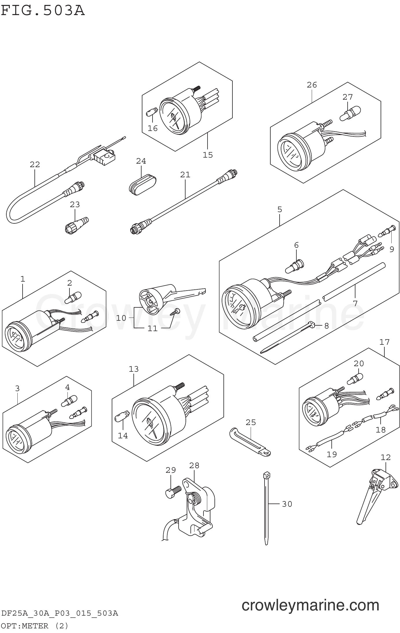 Suzuki Marine DF25A 510001~ - OPT:METER (2) (DF25AT P03)