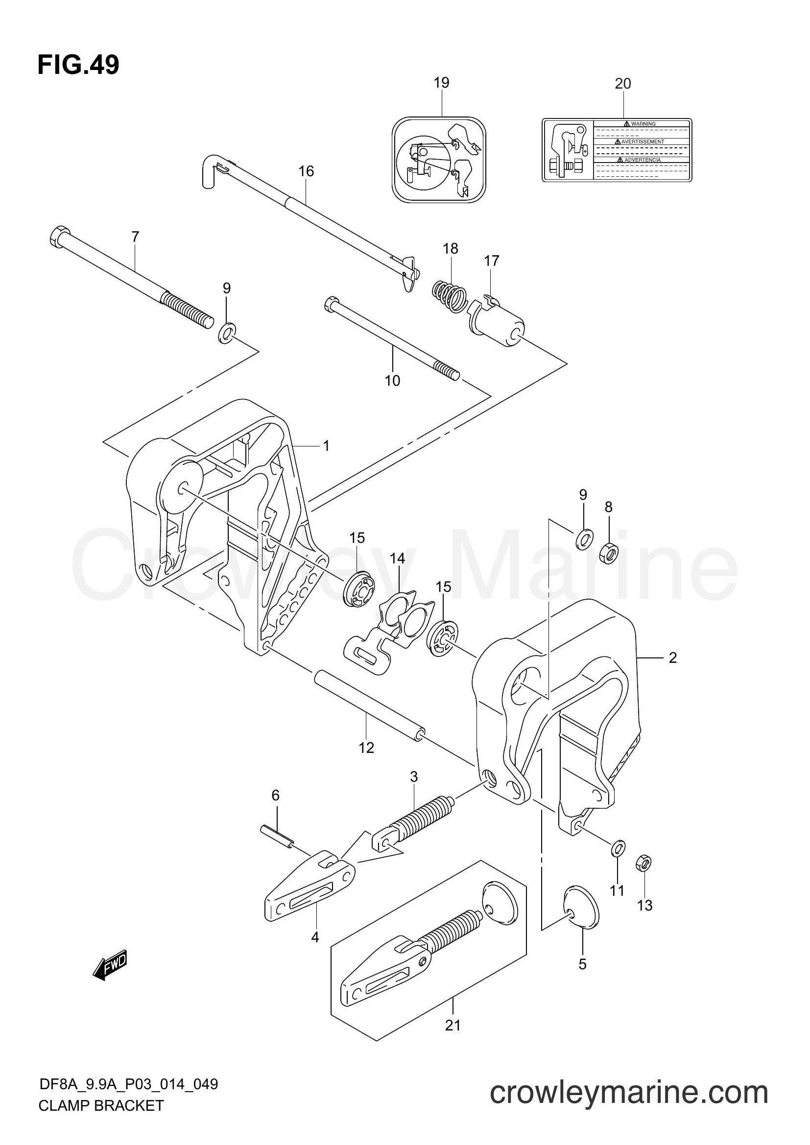 Suzuki Marine DF9.9A 410001~ - CLAMP BRACKET (DF8A P03)
