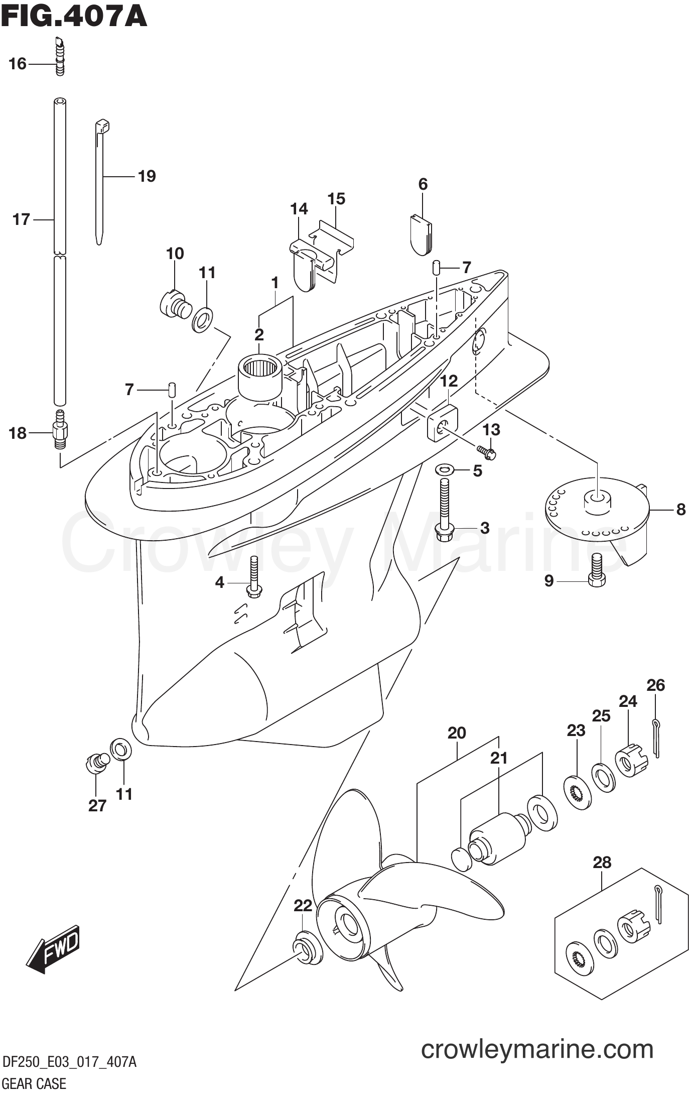 Suzuki Marine DF250Z 710001 - GEAR CASE (DF200T E03)