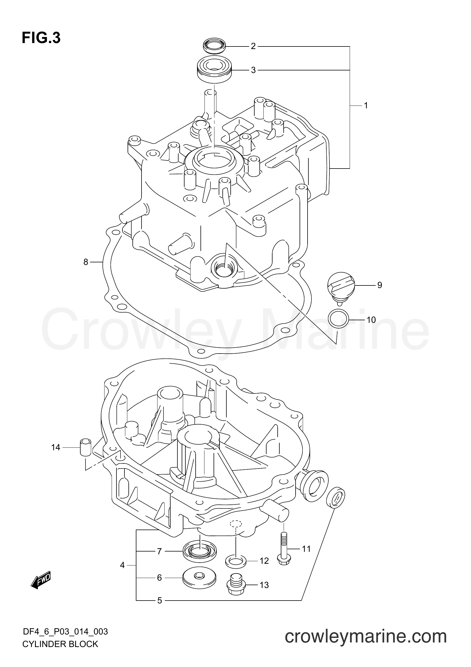 Suzuki Marine DF6 00602F-410001~ - CYLINDER BLOCK