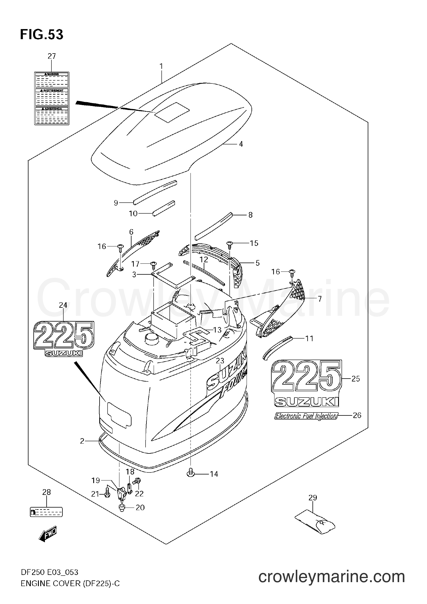 Suzuki Marine DF250 - ENGINE COVER (DF225)(MODEL:04~09)
