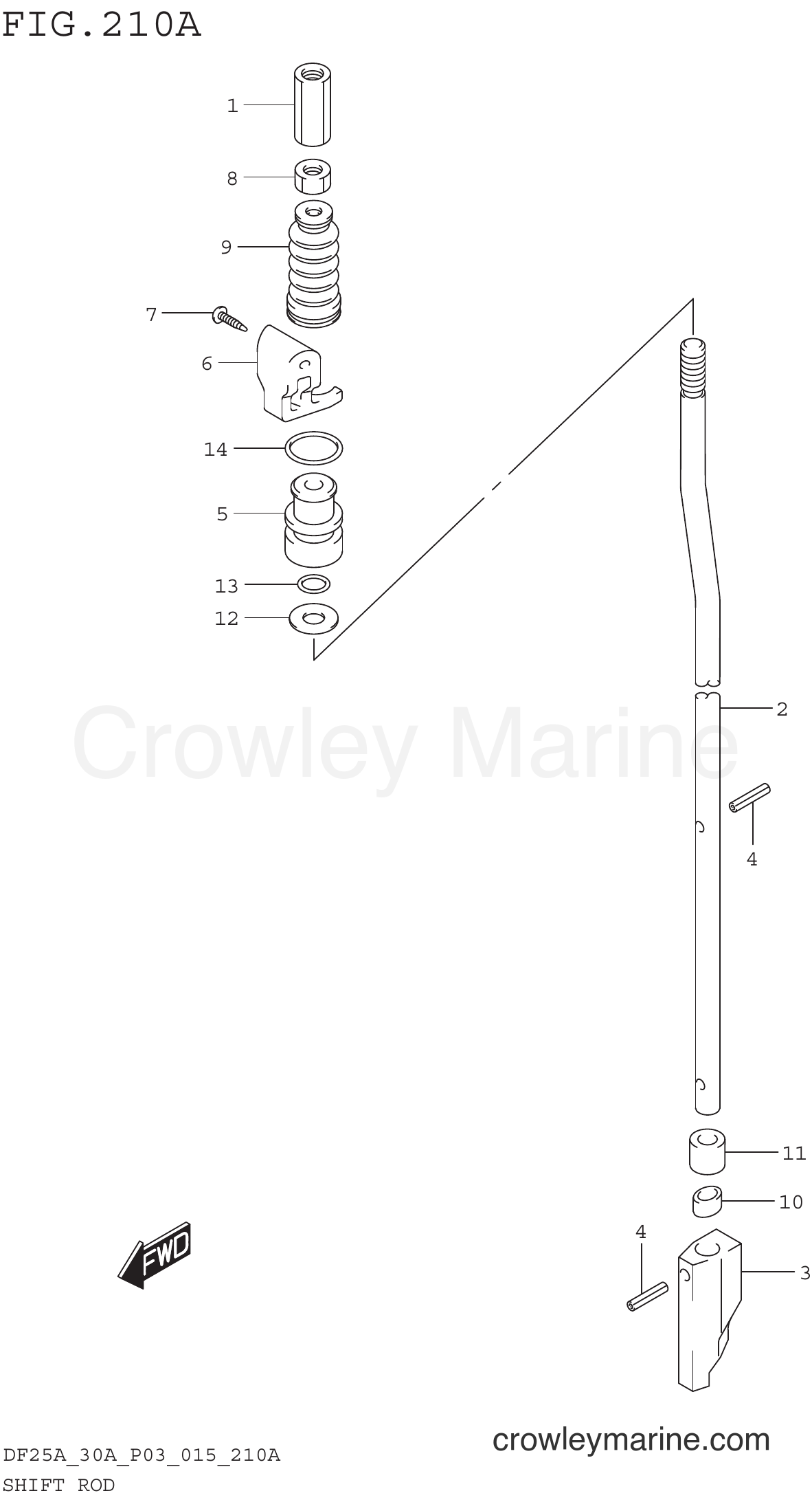 Suzuki Marine DF25AQH 510001~ - SHIFT ROD