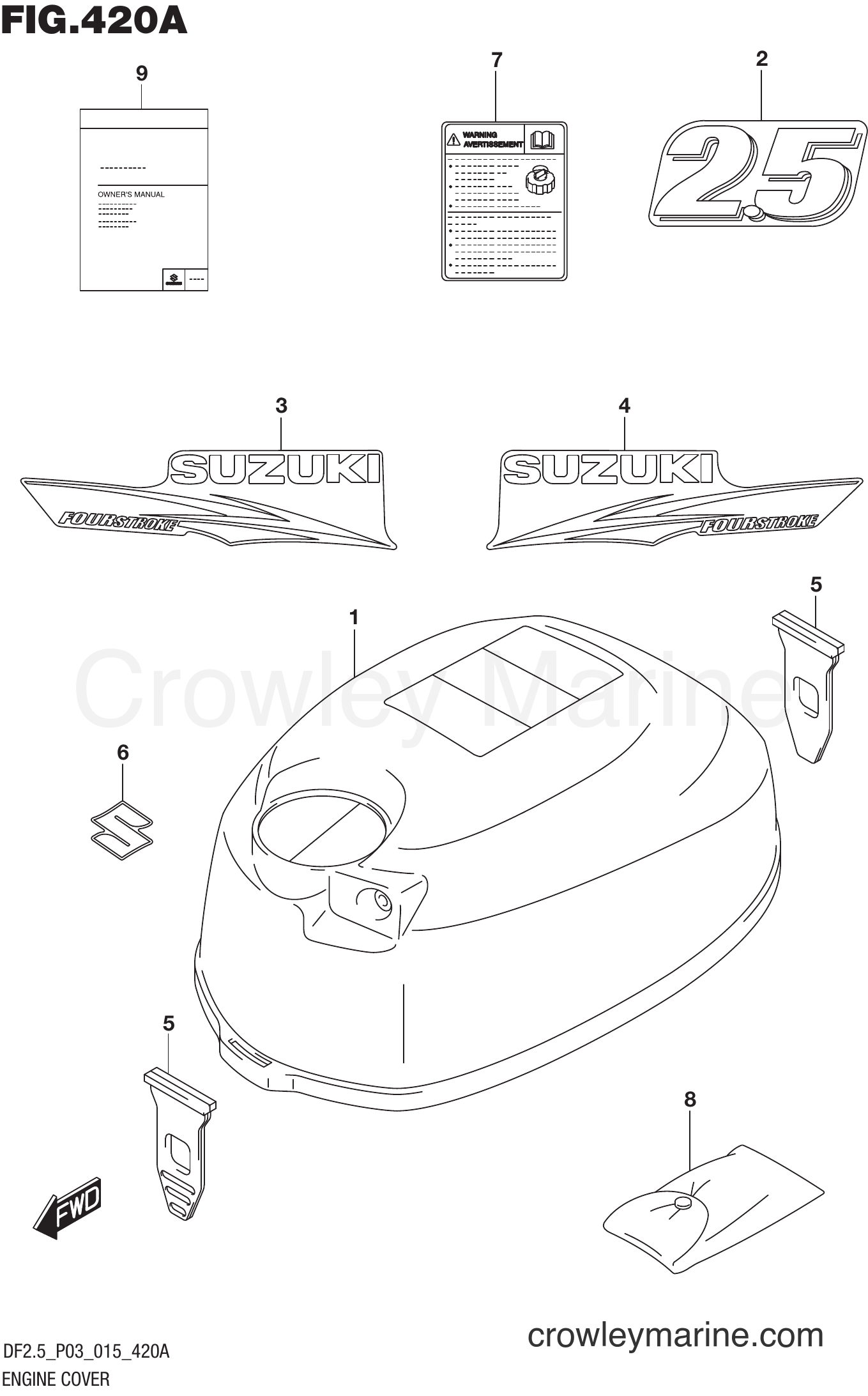 Suzuki Marine DF2.5 00252F-510001~ - ENGINE COVER