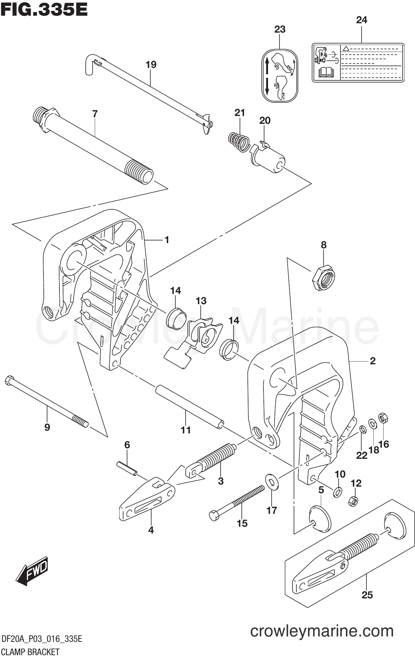 Suzuki Marine DF15A 610001~ - CLAMP BRACKET (DF15A P03)
