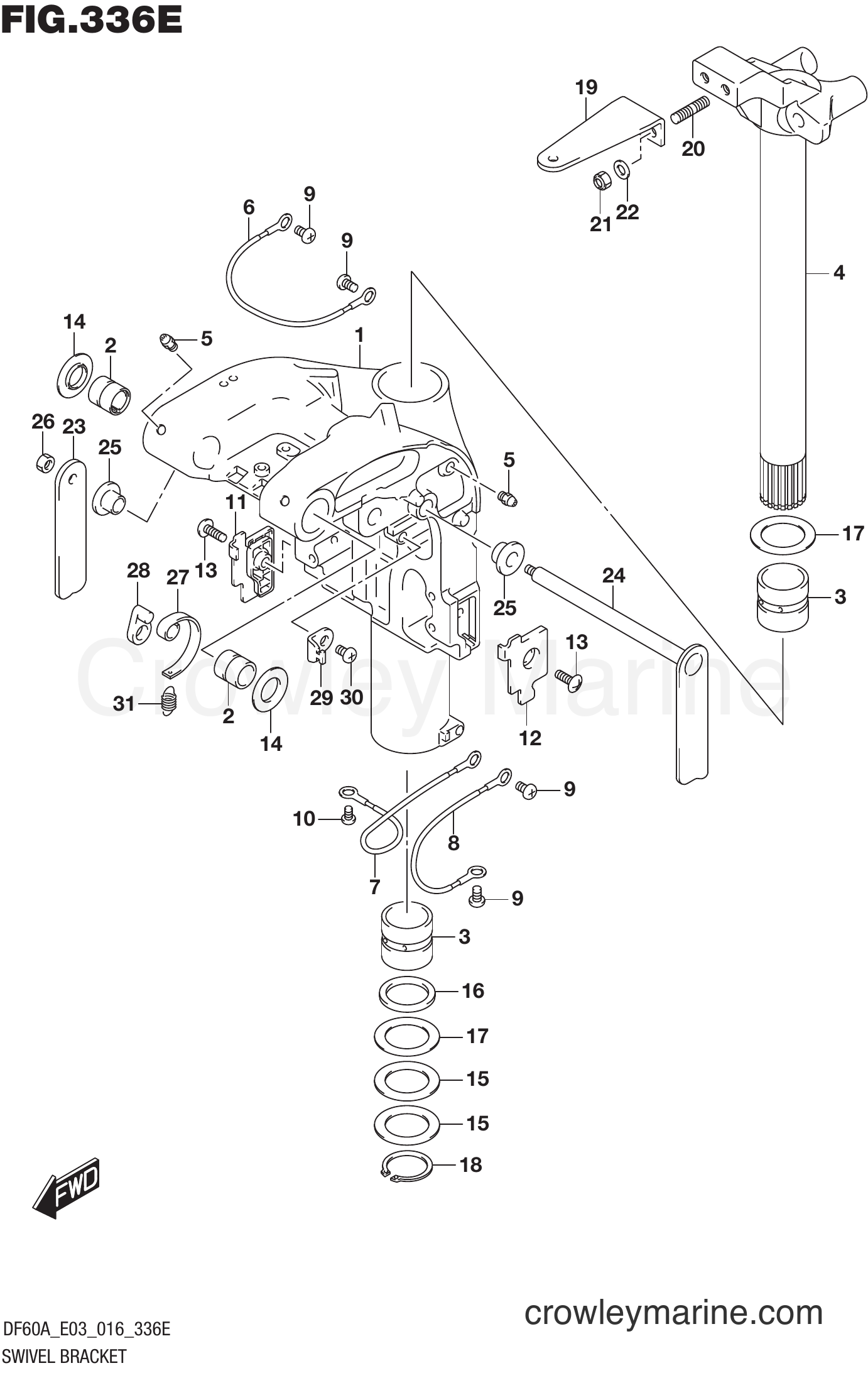Suzuki Marine DF60AVT 610001~ - SWIVEL BRACKET (DF60AVT E03)