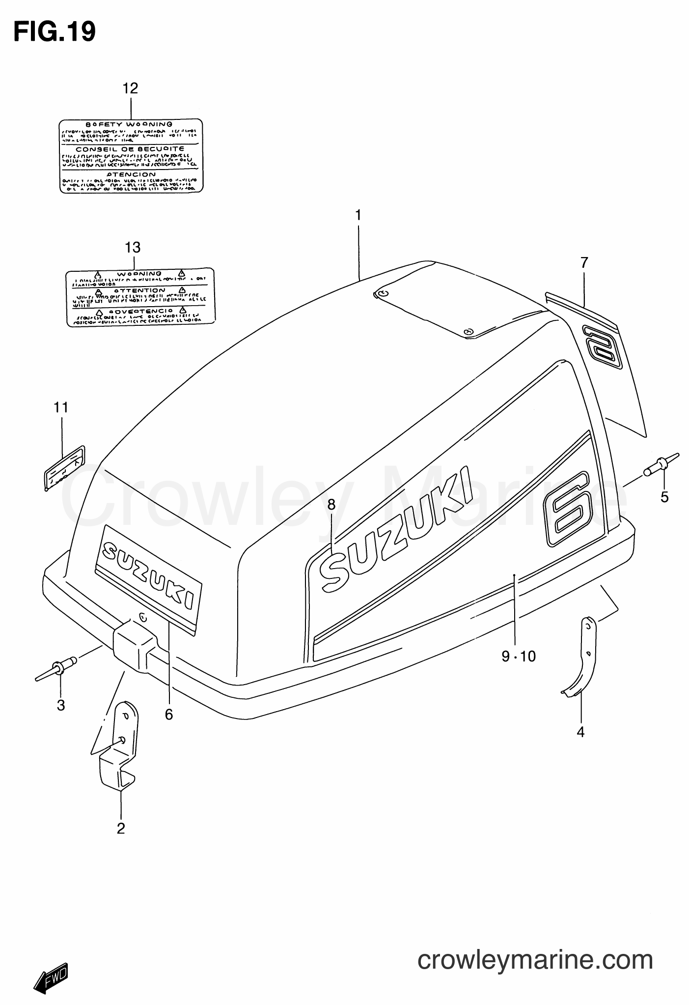 Suzuki Marine DT6 - ENGINE COVER (MODEL:86~93)