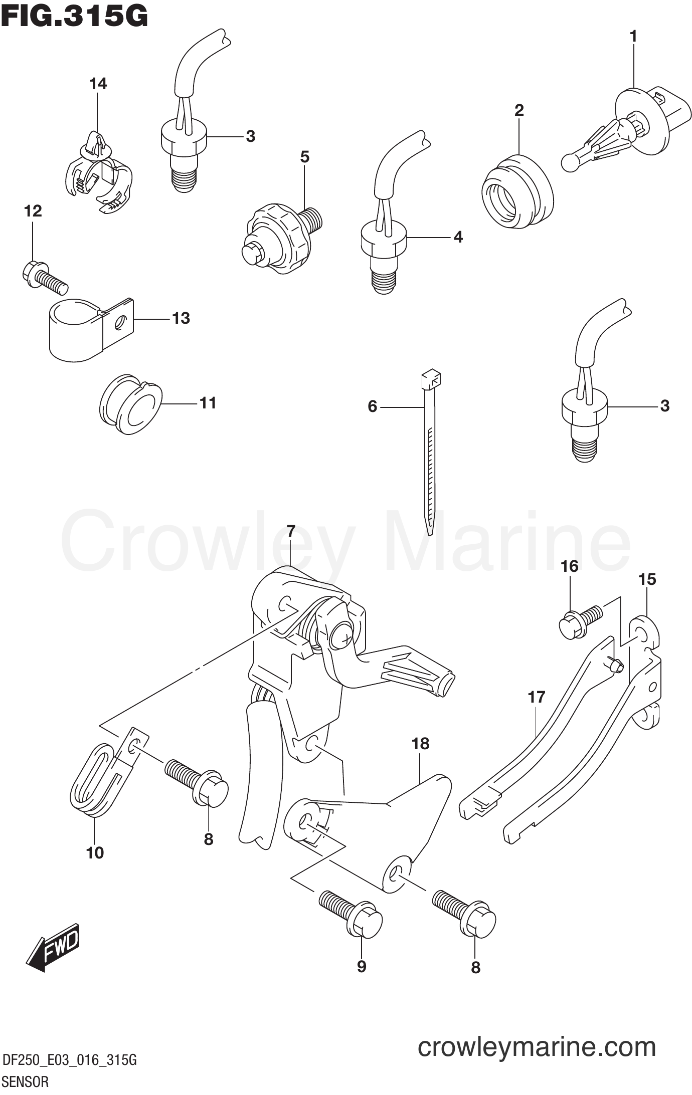 Suzuki Marine DF200Z 610001 - SENSOR (DF250ST E03)