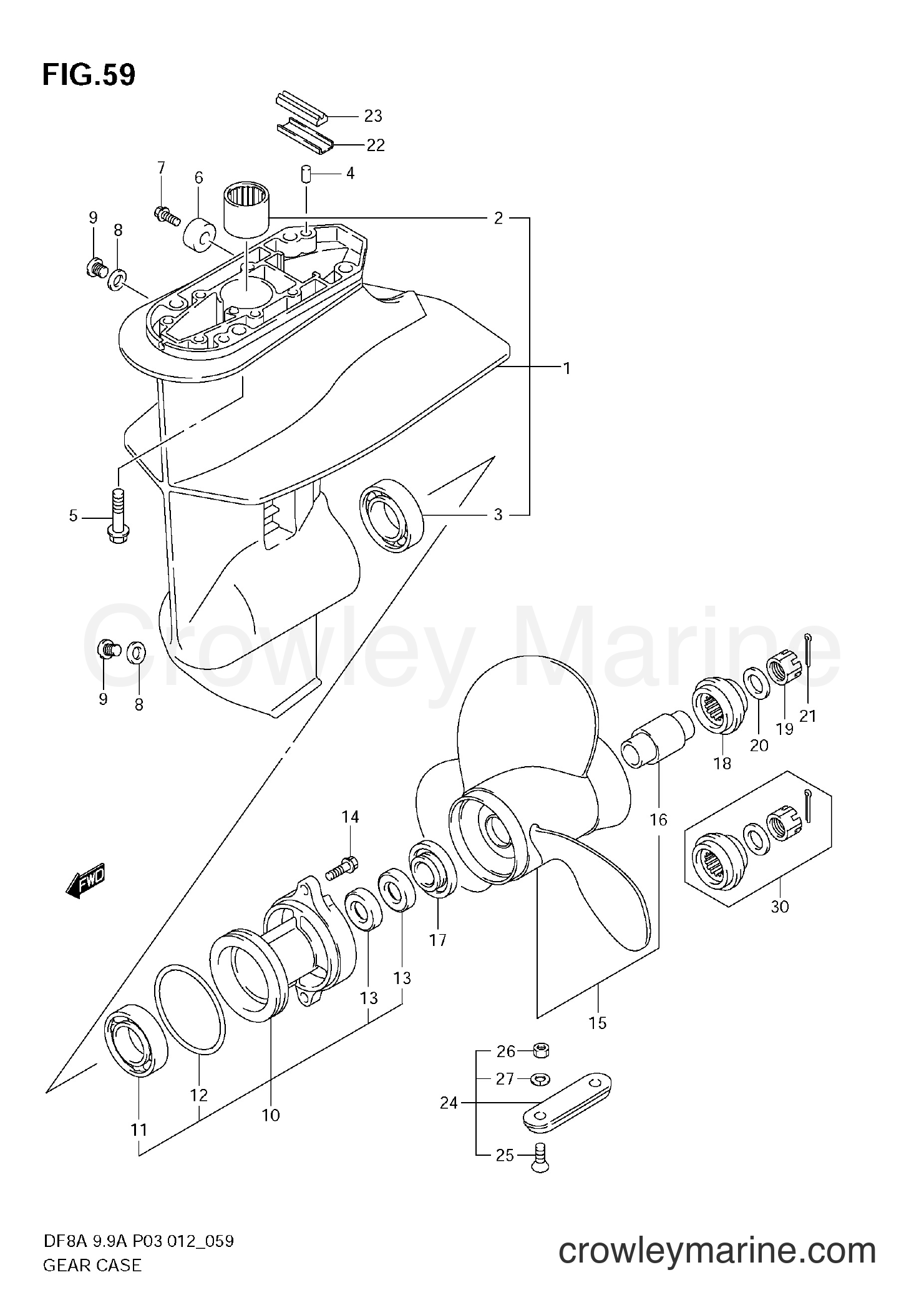 Suzuki Marine DF9.9A 00994F-210001~ - GEAR CASE