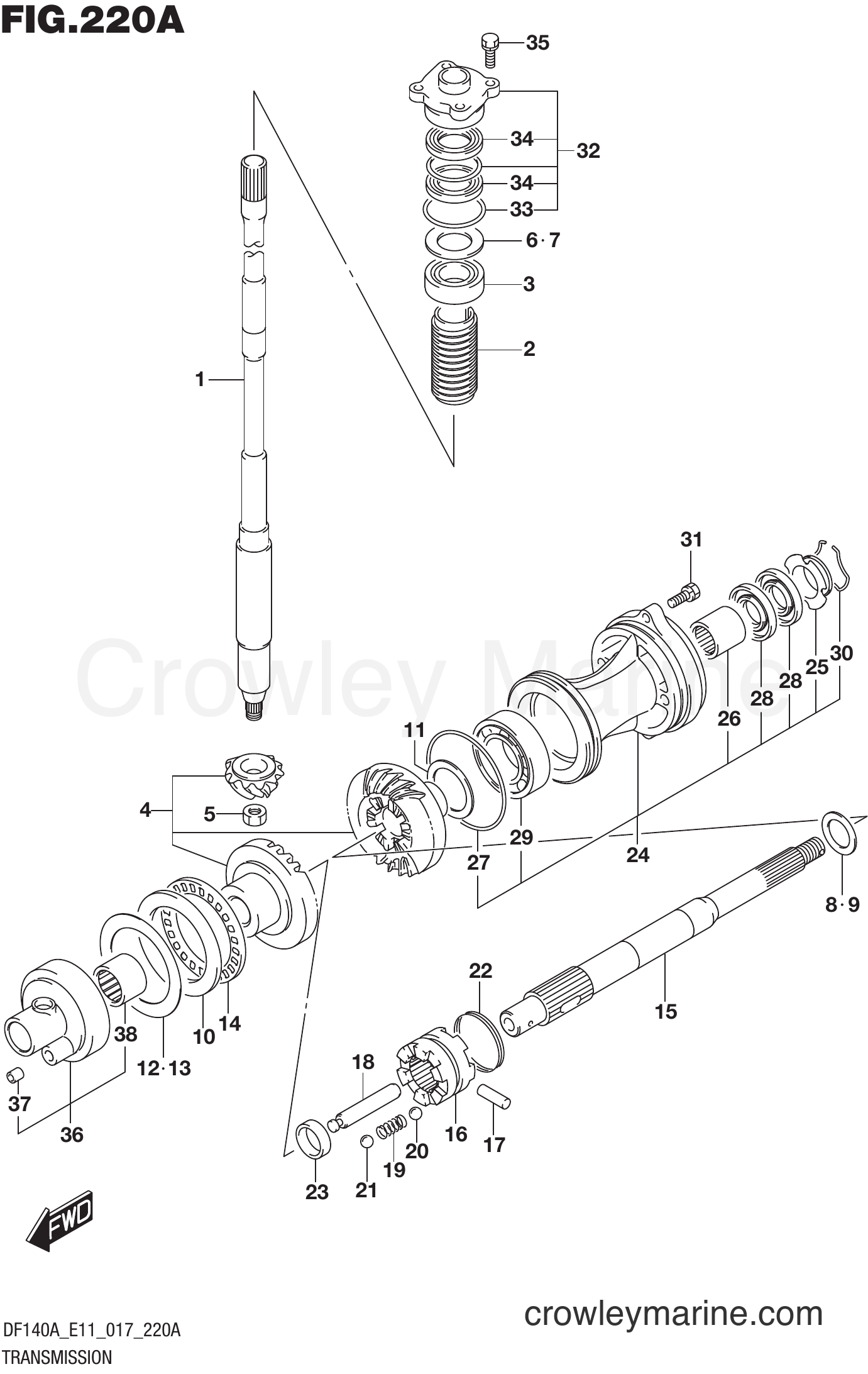 Suzuki Marine DF115AST 710001~ - TRANSMISSION (DF100AT E11)