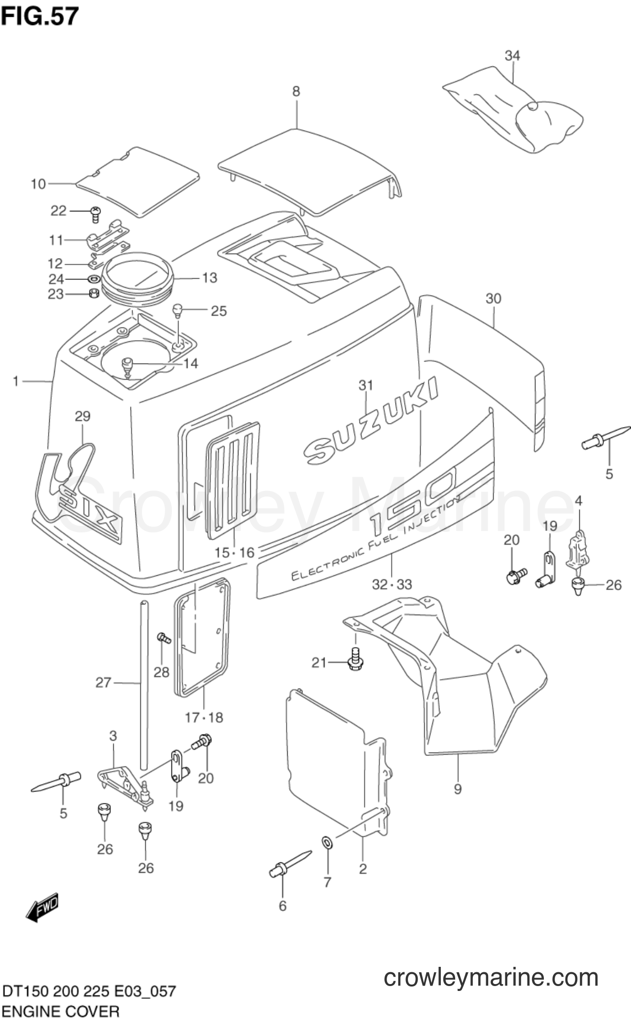 Suzuki Marine DT225G - ENGINE COVER (DT150STC)