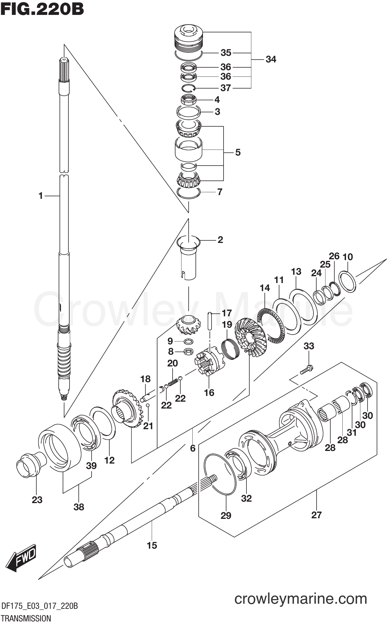 Suzuki Marine DF175Z 710001~ - TRANSMISSION (DF150Z E03)