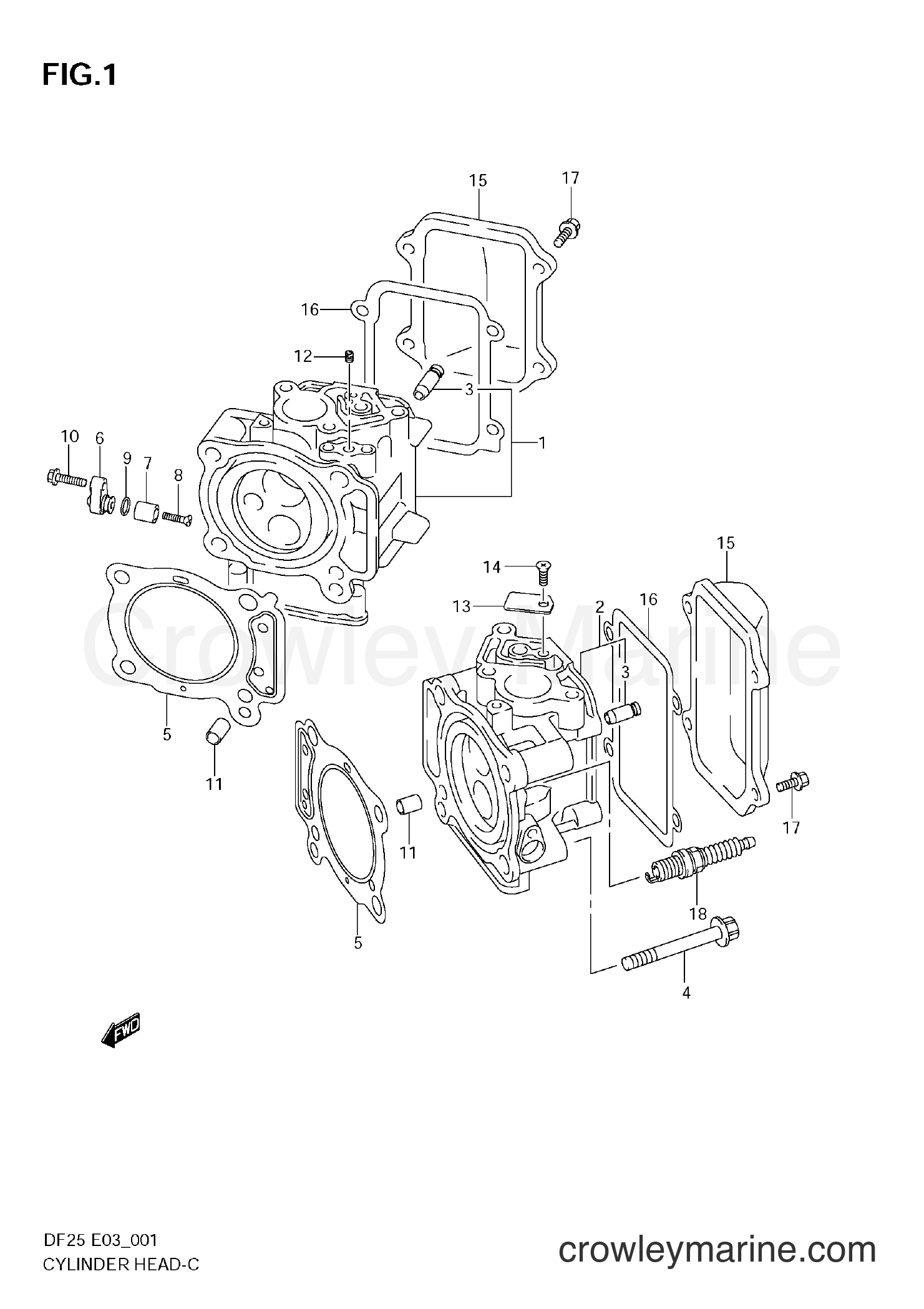 Suzuki Marine DF25 - CYLINDER HEAD